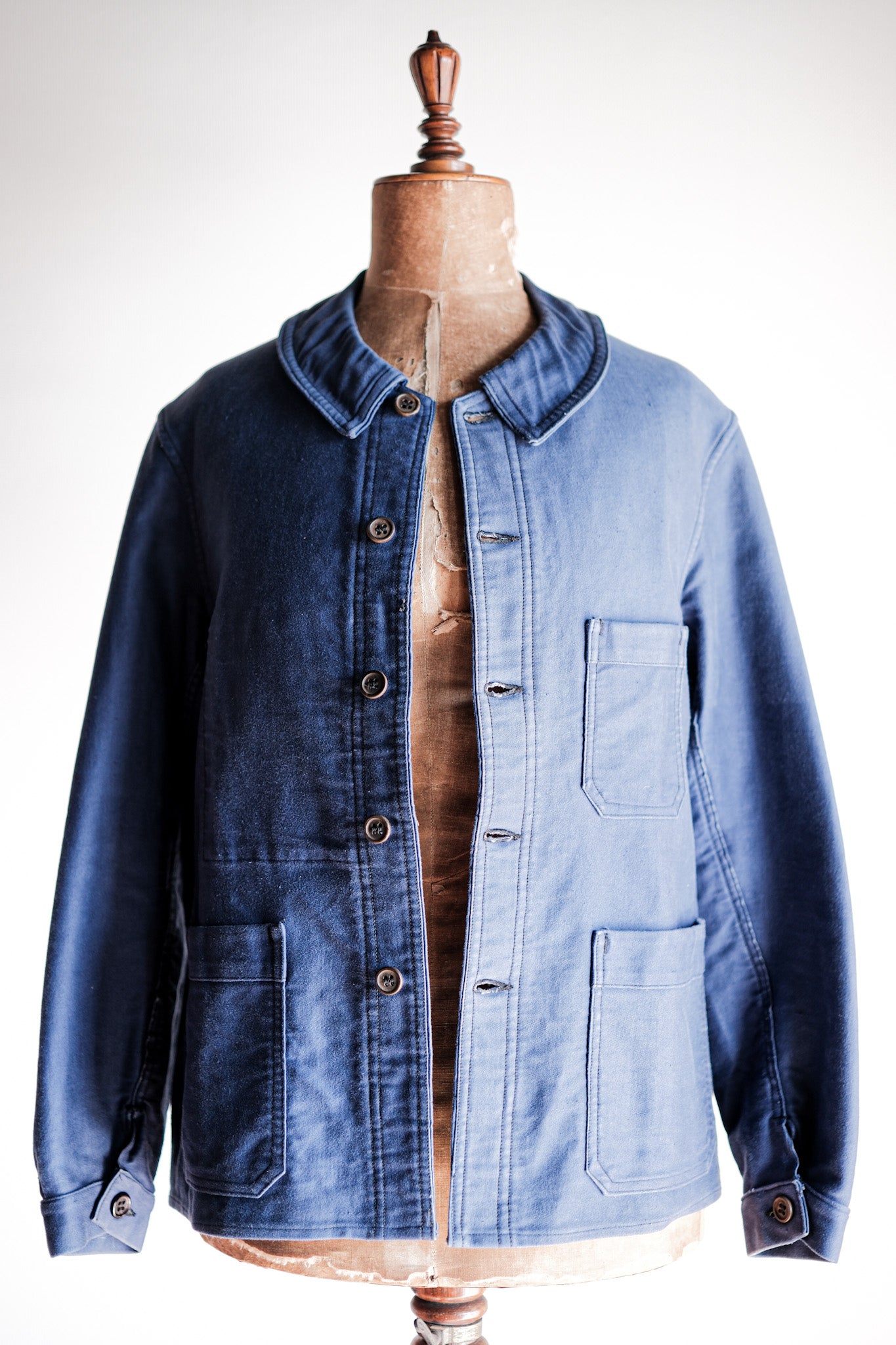 【~40's】French Vintage Blue Moleskin Work Jacket