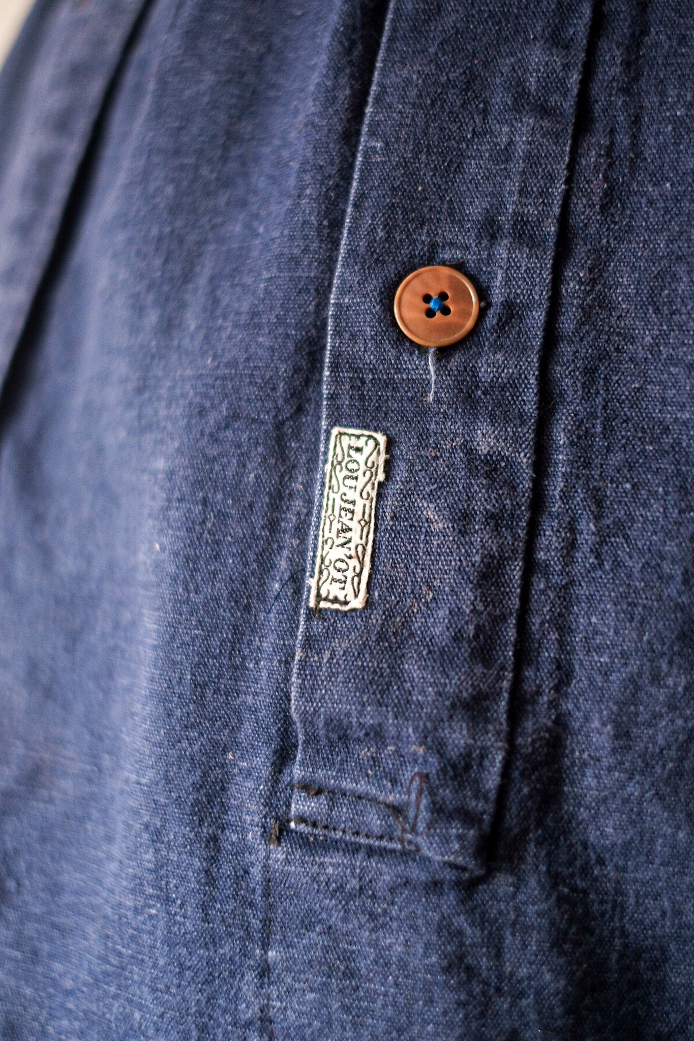 【~40's】French Vintage Indigo Cotton Smock Biaude