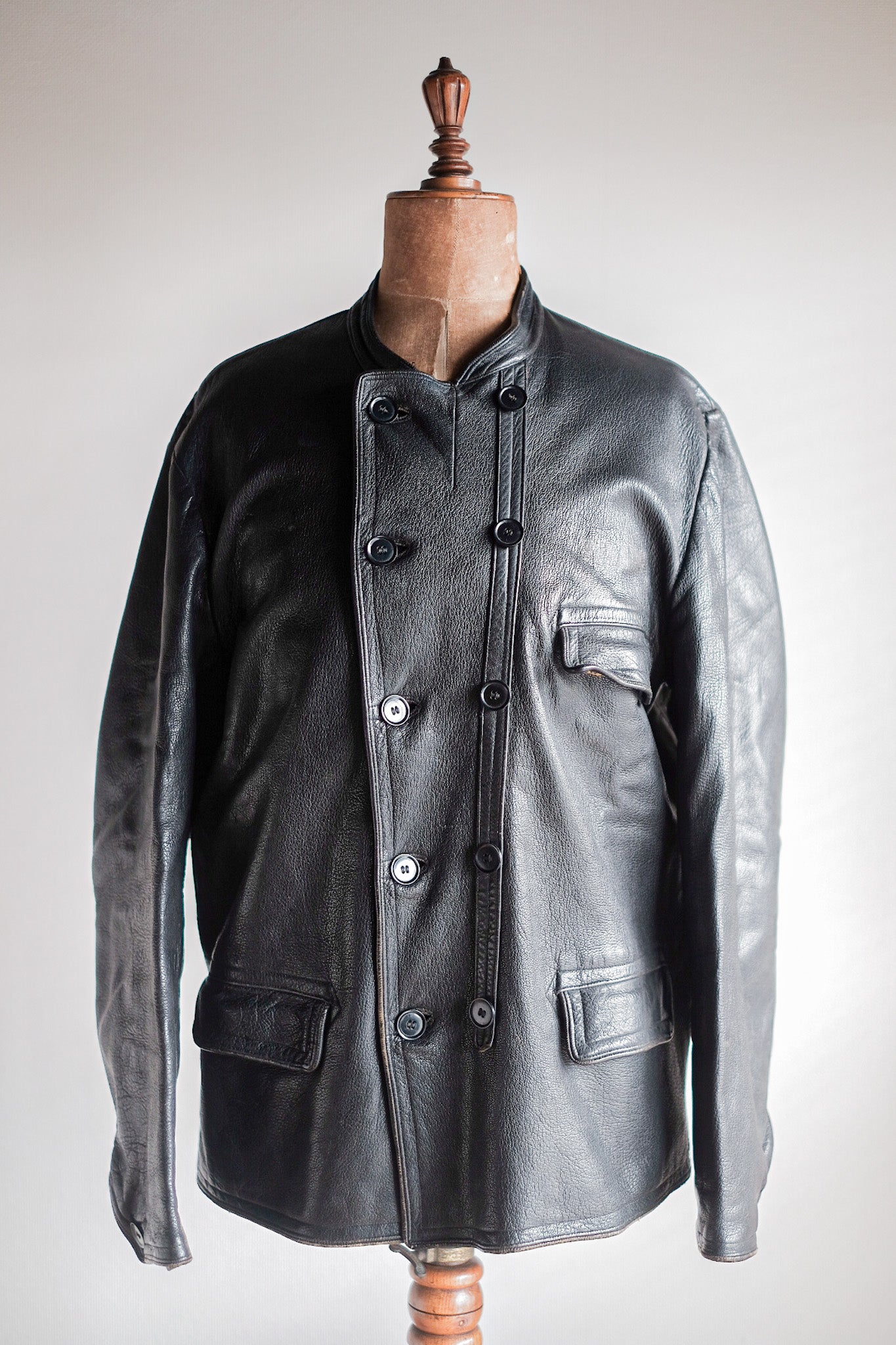40's】Swedish Vintage Double Breasted Leather Jacket
