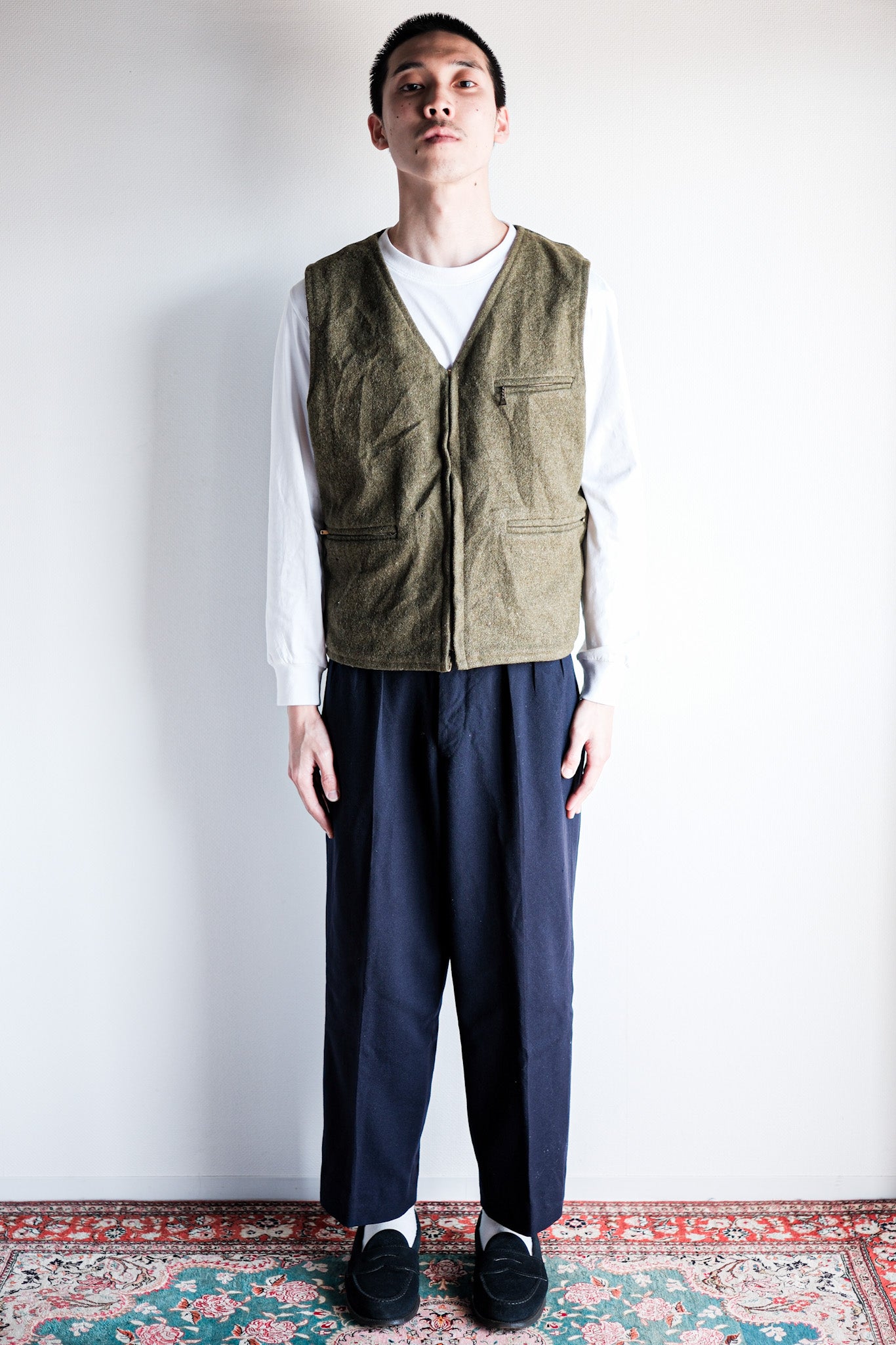 【~70's】American Vintage Tiger Stripe Camouflage Reversible Vest