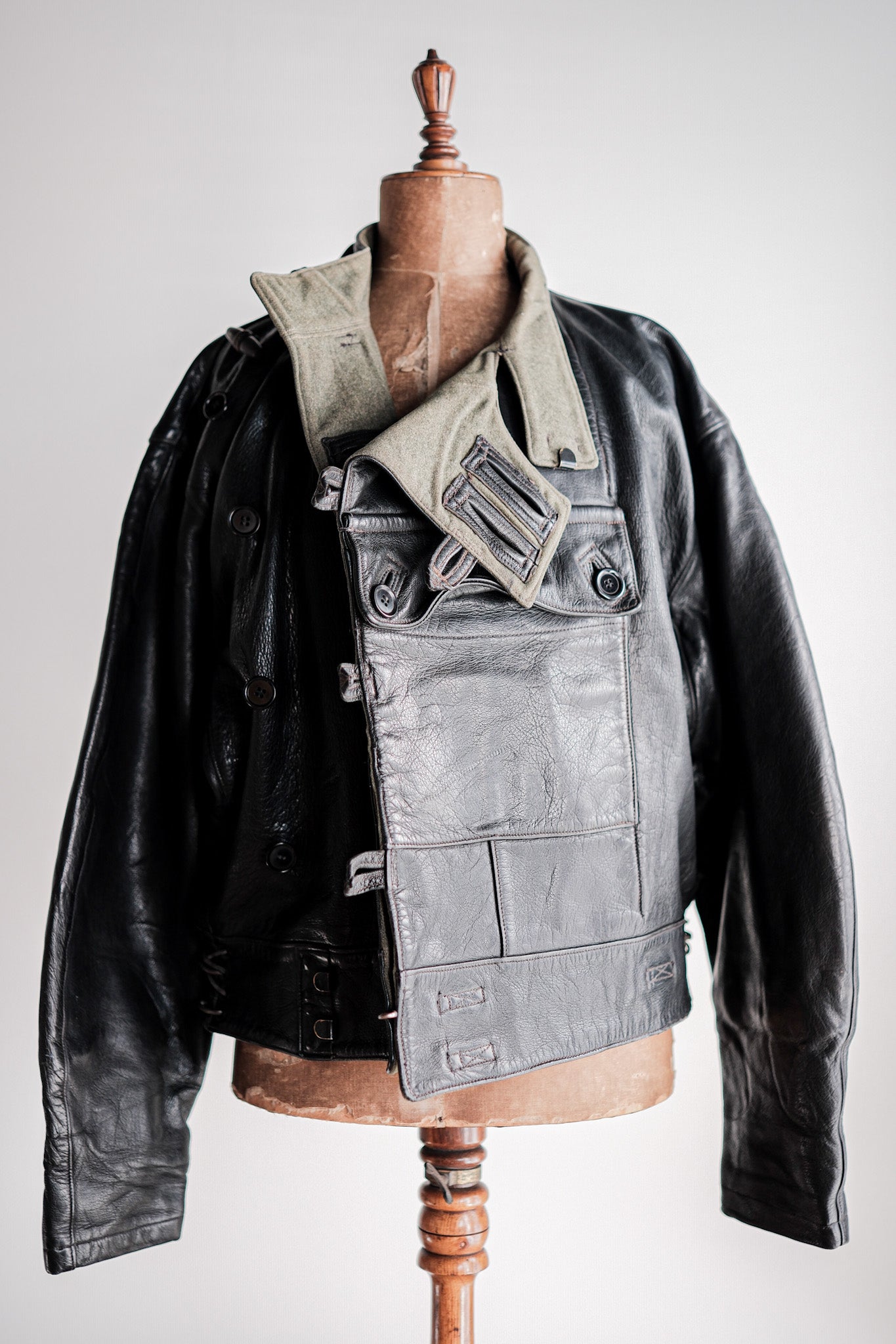 【~50's】Swedish Army Dispatch Rider Leather Motorcycle Jacket