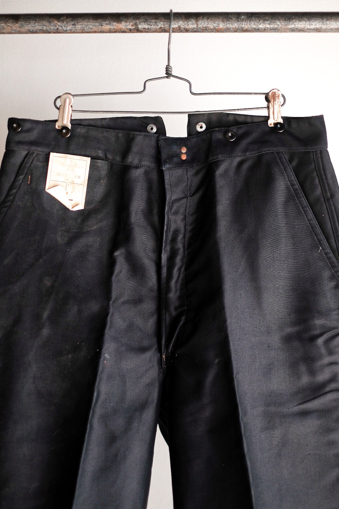 【~40's】French Vintage Black Moleskin Work Pants "Adolphe Lafont" "Dead Stock"
