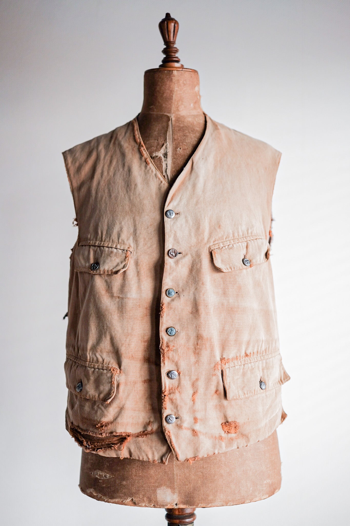 【~30's】French Vintage Cotton Hunting Gilet