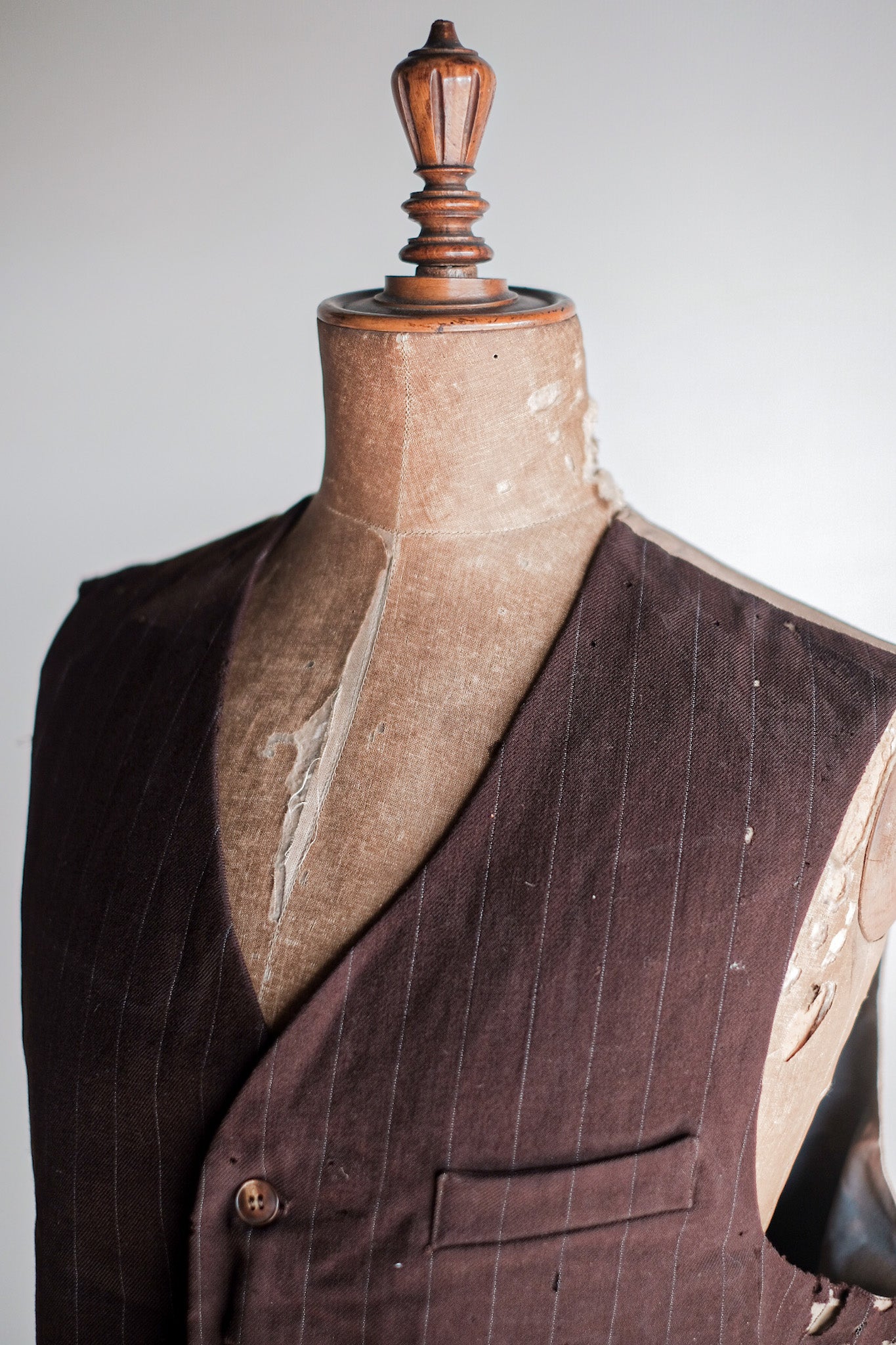 【~40's】French Vintage Brown Wool Work Gilet