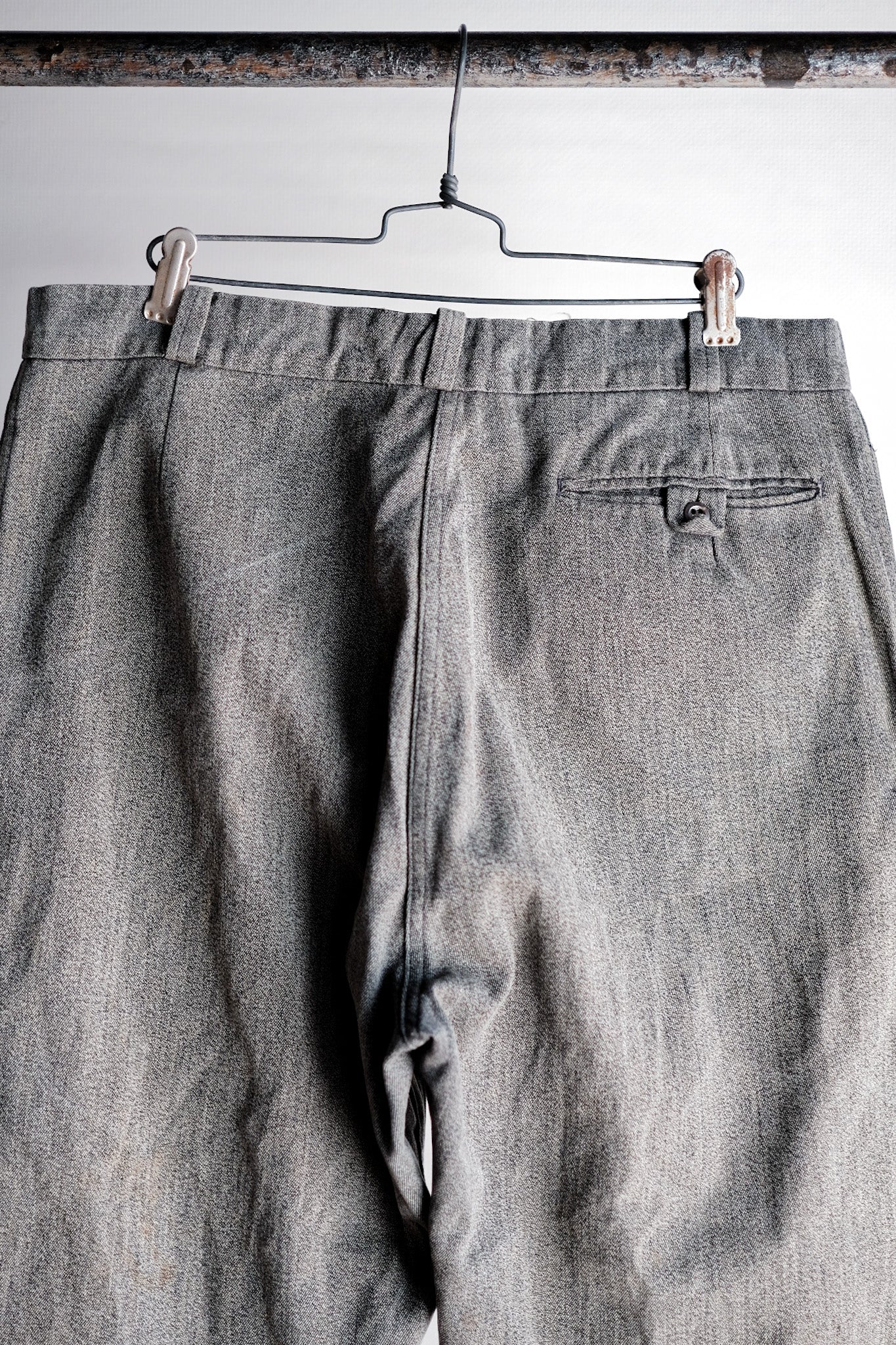 【~40's】French Vintage Black Chambray Work Pants