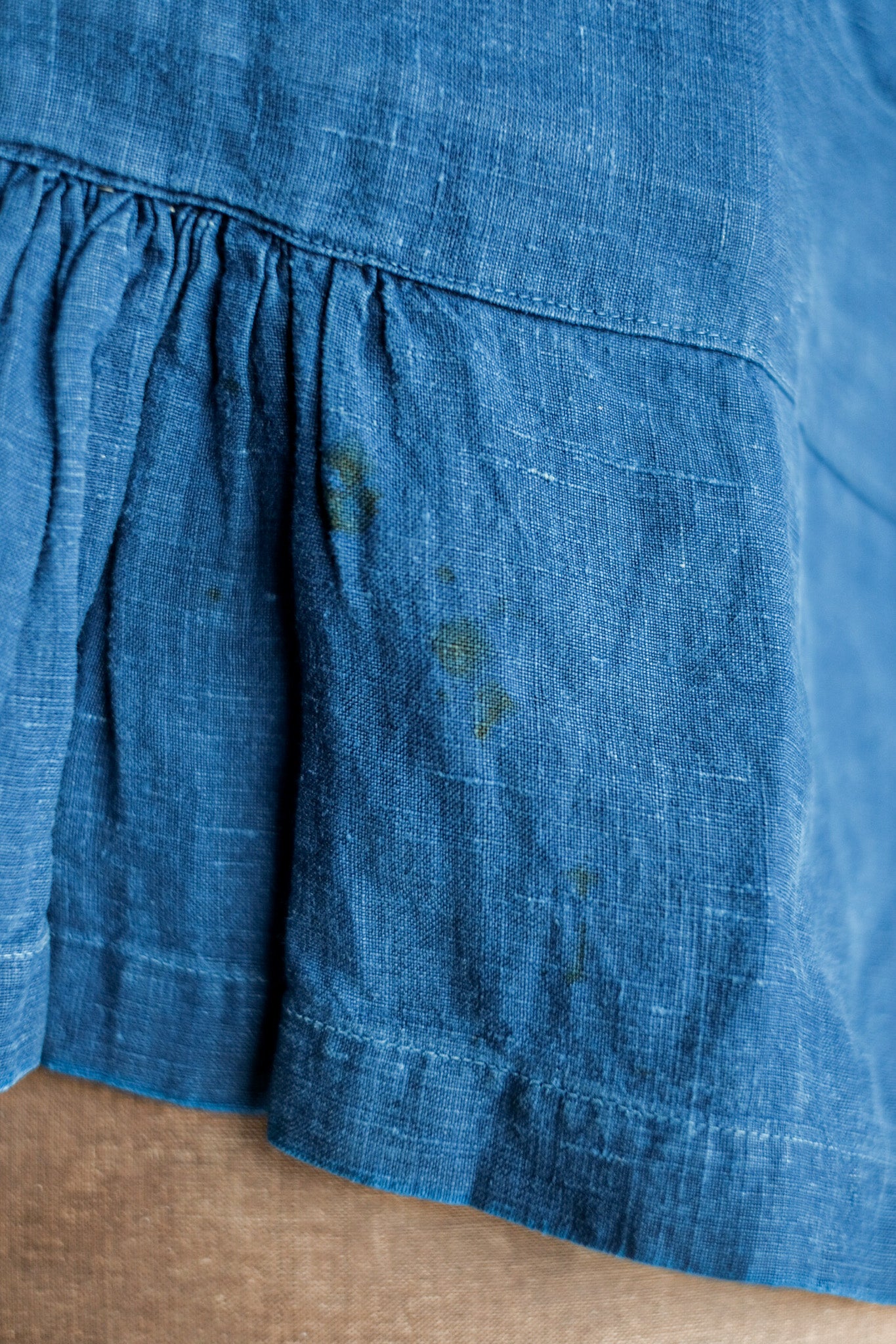 【Late 19th C】French Antique Indigo Linen Fireman Bourgeron Jacket