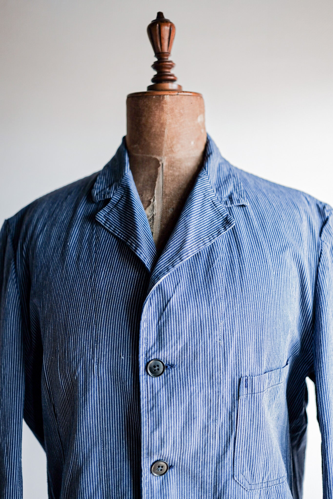 【~60's】French Vintage Cotton Striped Work Jacket "AU MOLINEL"
