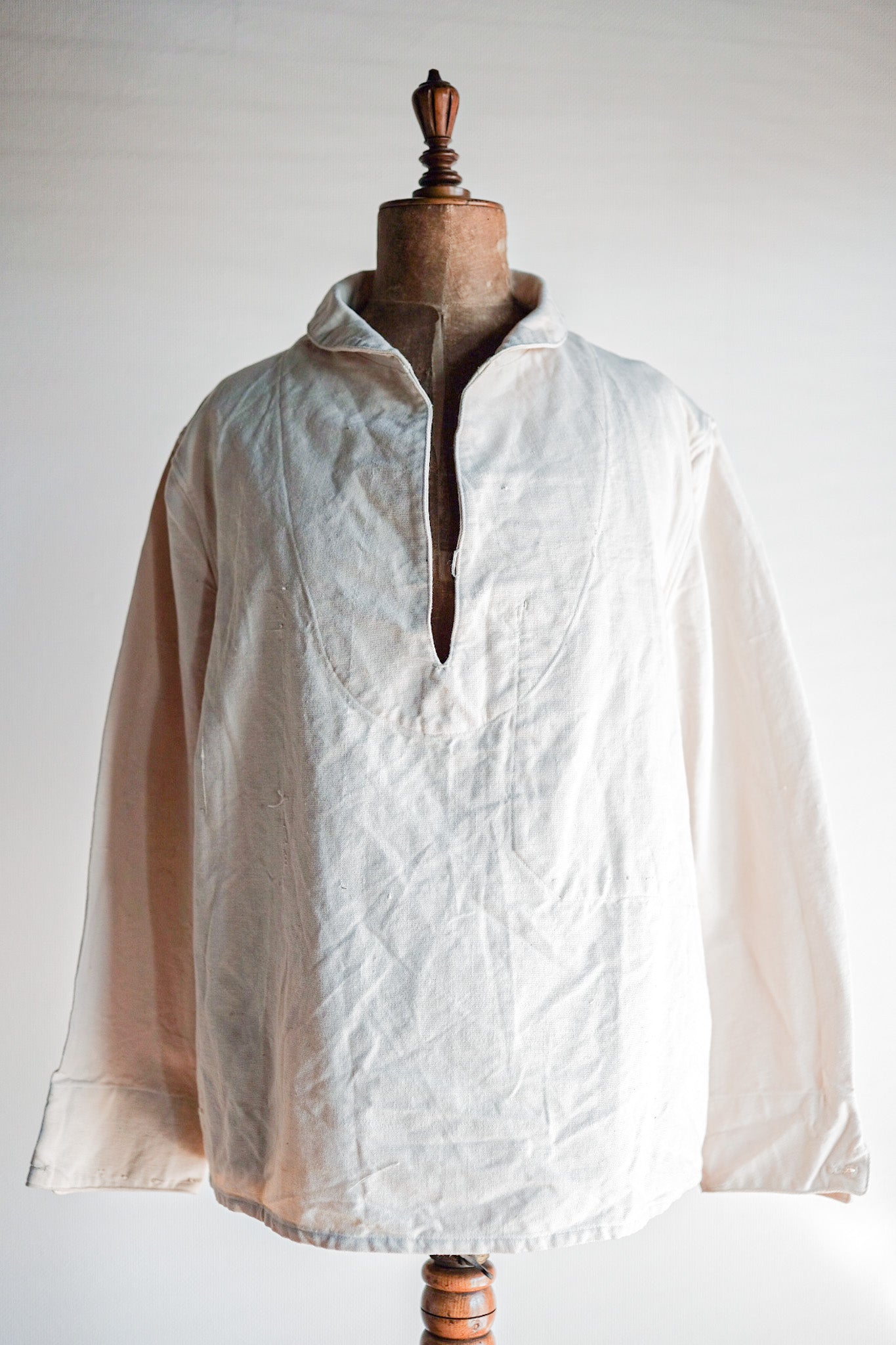 【~30's】French Navy Linen Sailor Smock "Dead Stock"