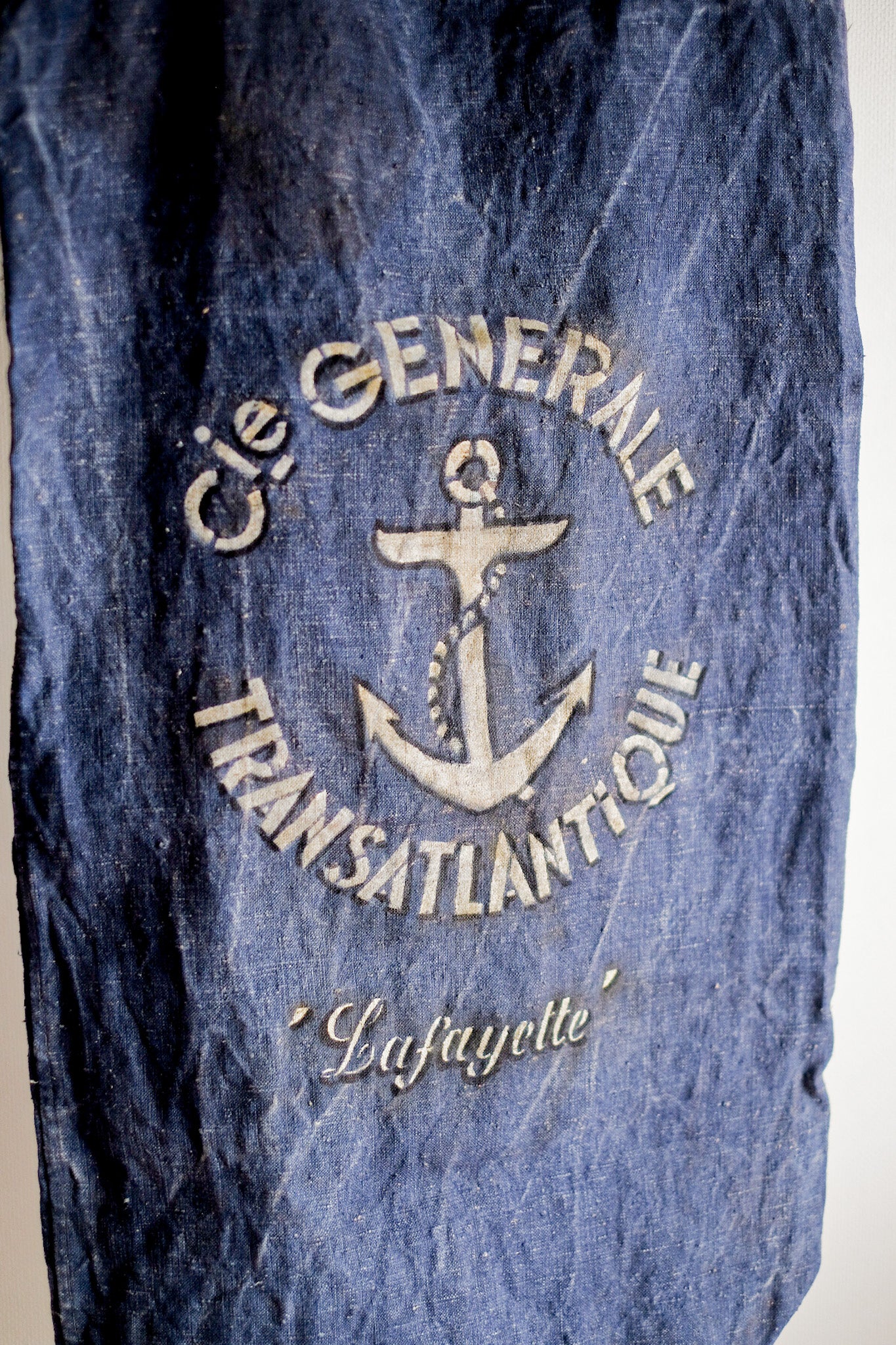【~30's】French Vintage Indigo Hemp Linen Duffle Bag "MS Lafayette"