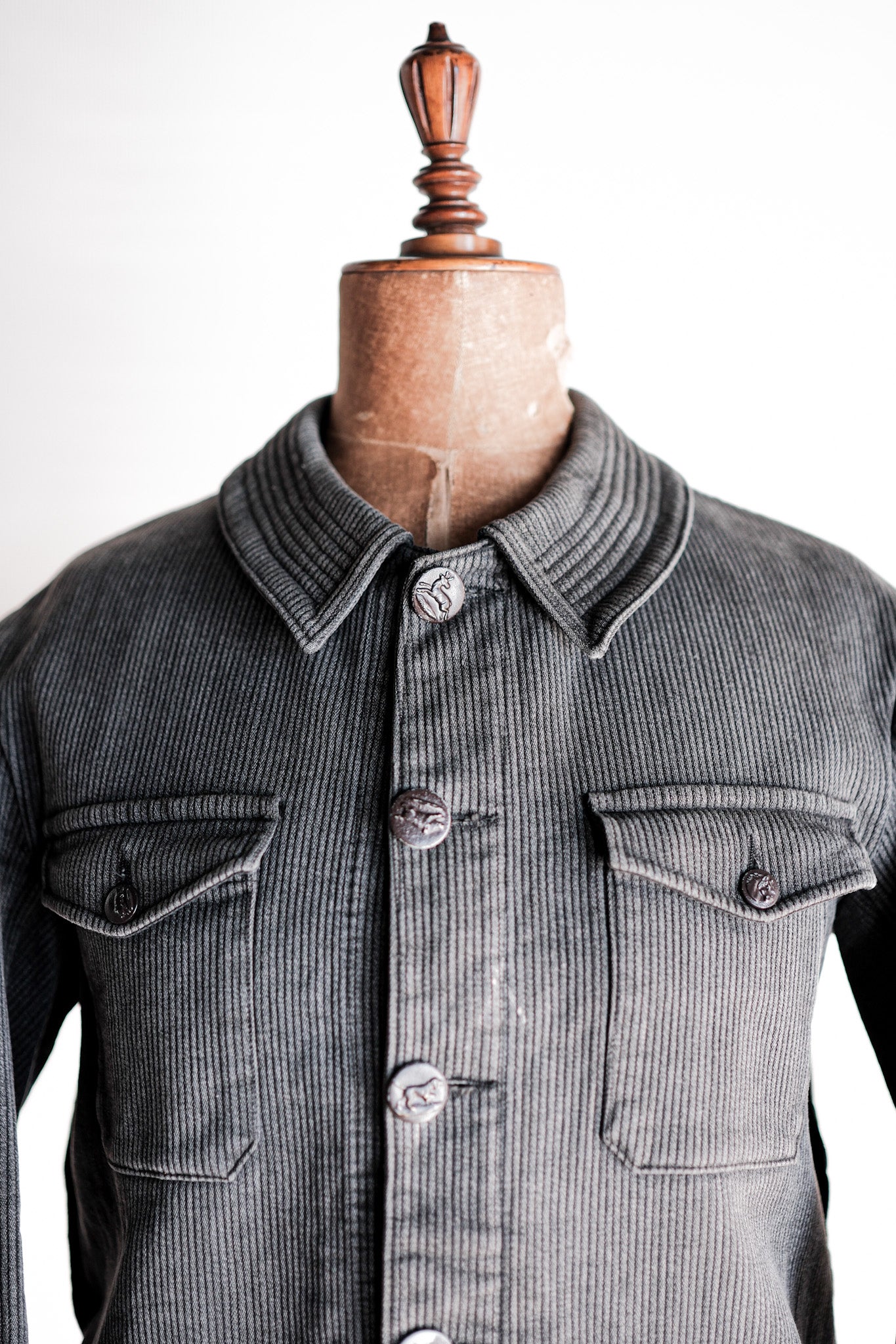 【~50's】French Vintage Gray Cotton Pique Hunting Jacket