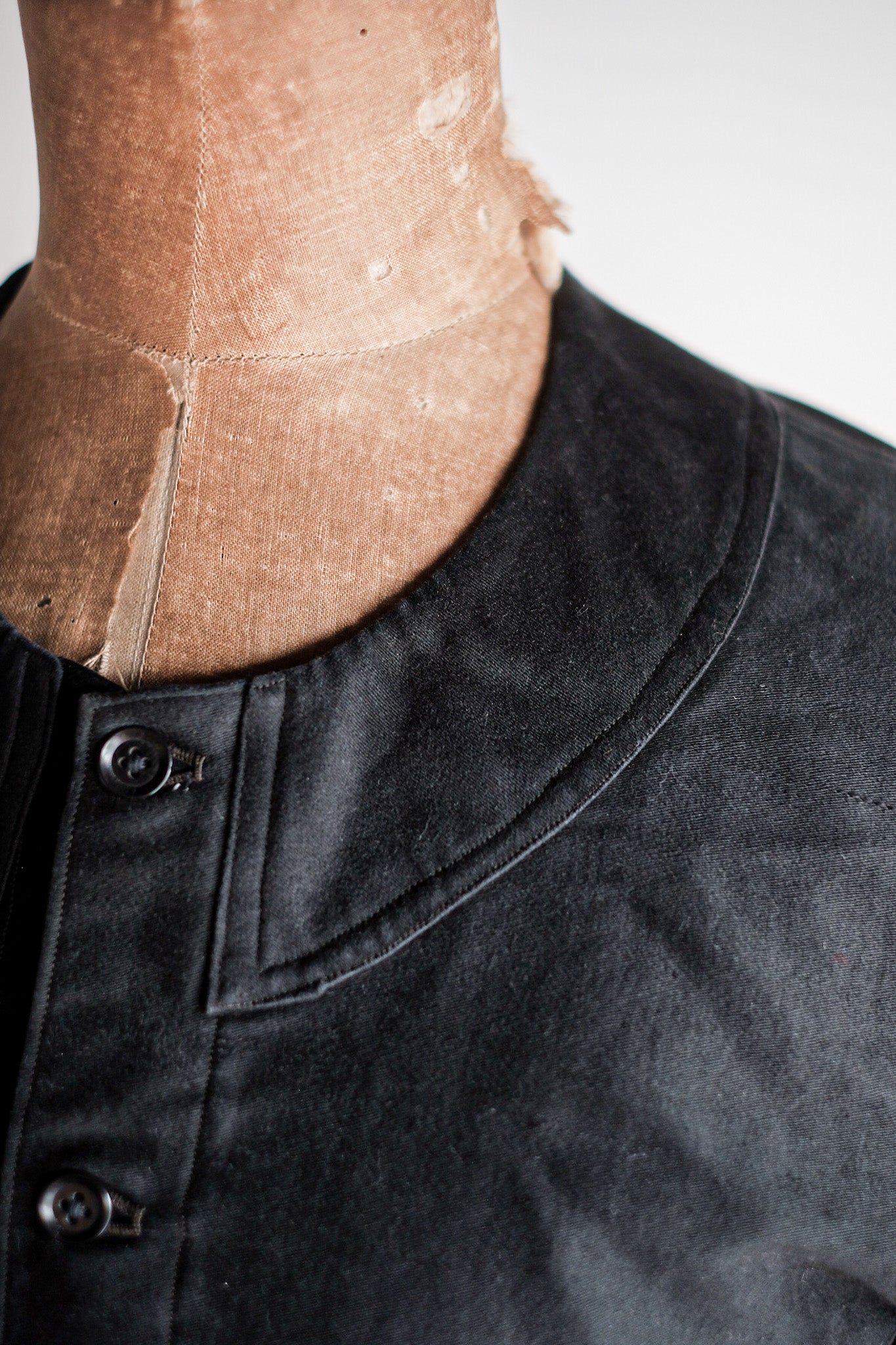 【~20's】French Vintage Black Moleskin Work Jacket "6 Buttons" "Dead Stock"