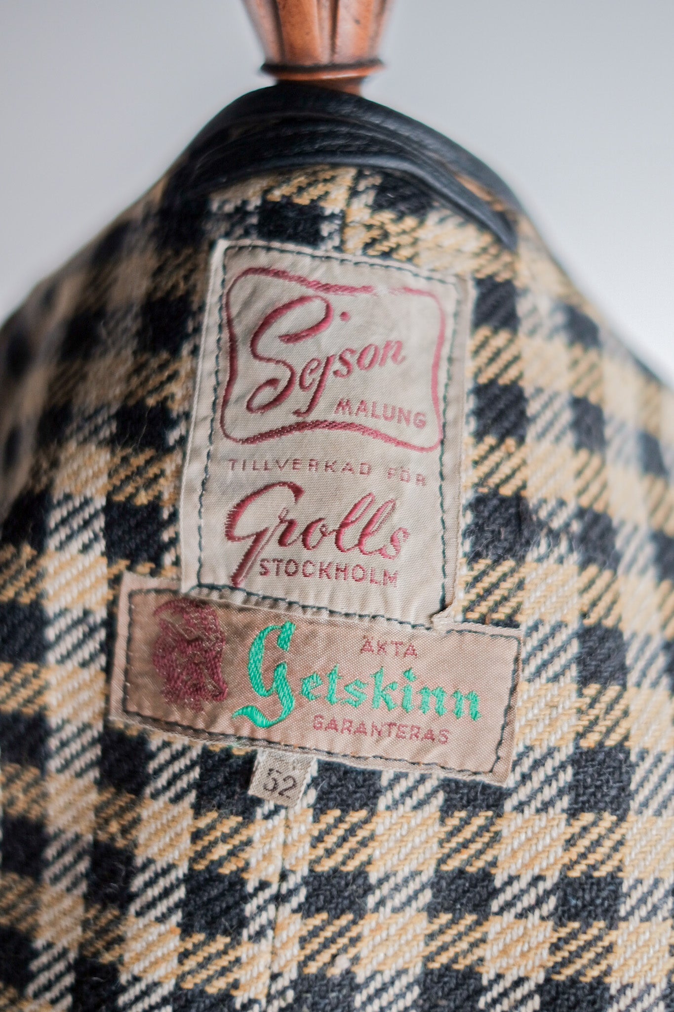 【~40's】Swedish Vintage Double Breasted Leather Jacket