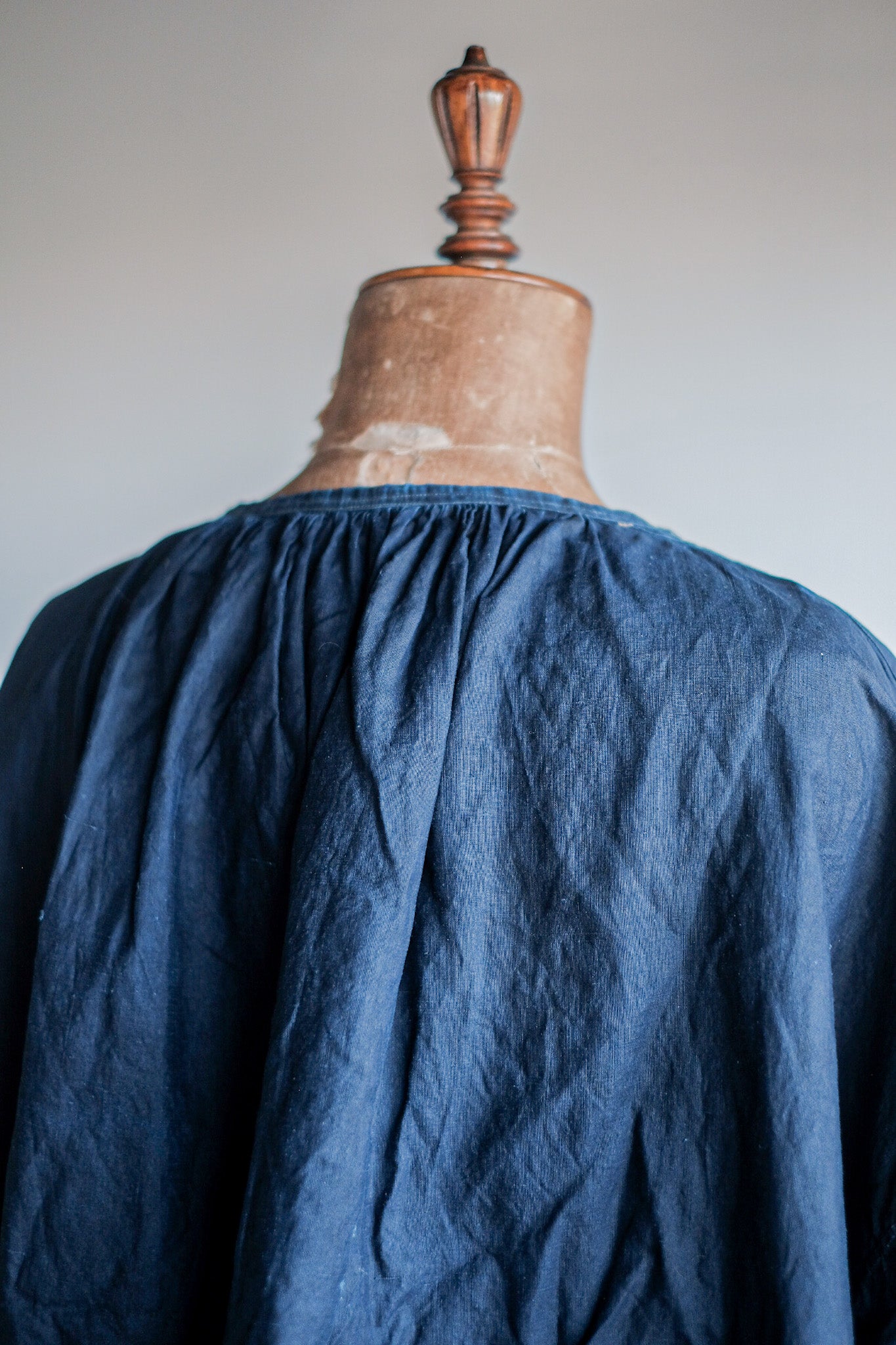 【Early 20th C】French Antique Indigo Linen Smock "Biaude"