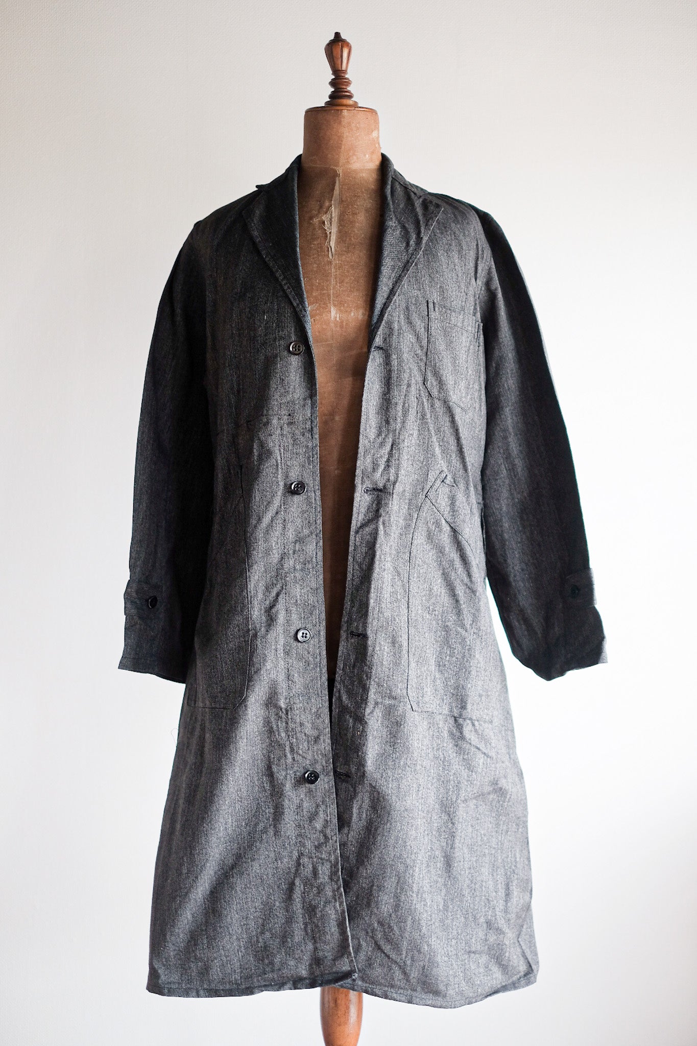 【~40's】French Vintage Black Chambray Atelier Coat “Dead Stock”