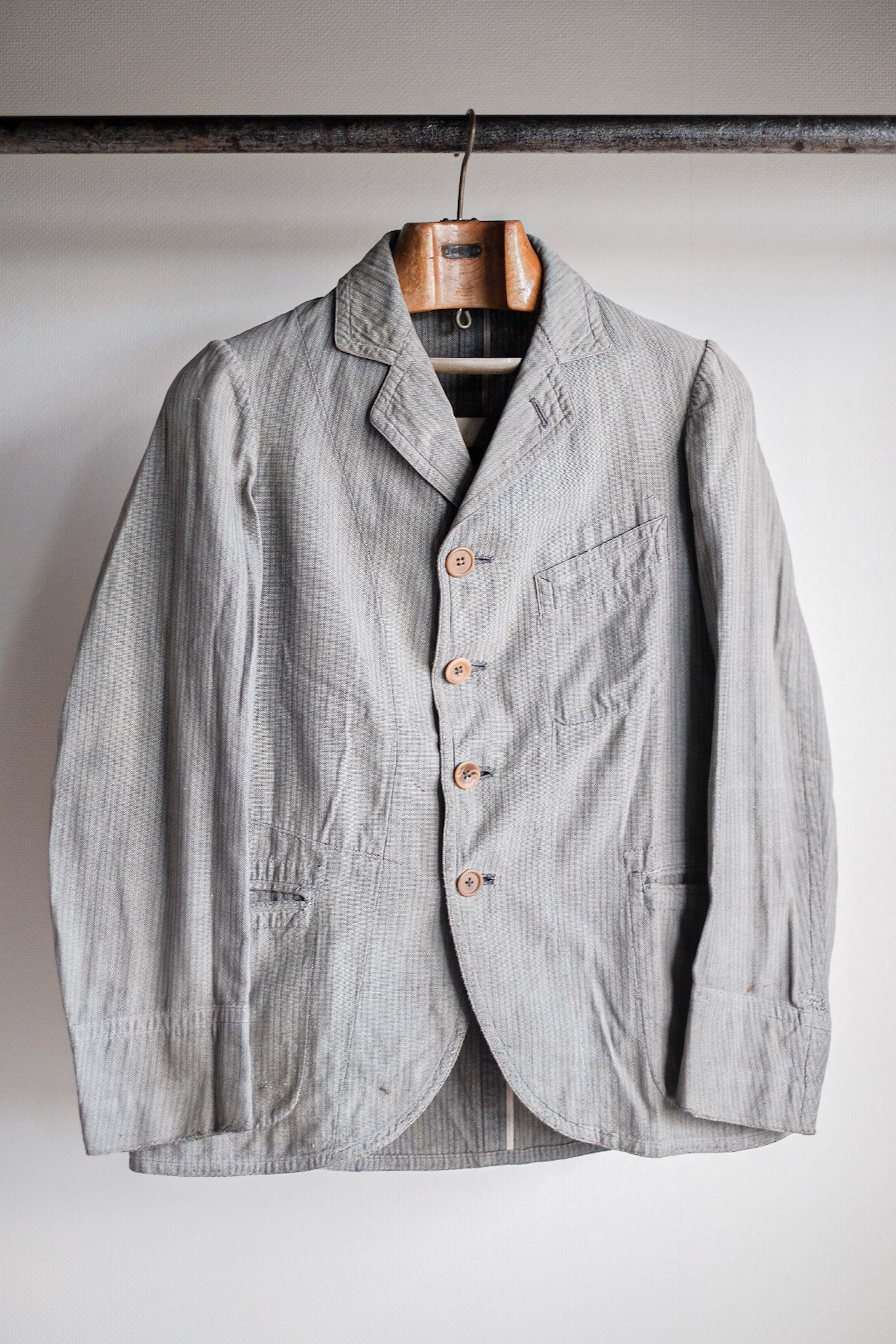 【~10's】French Antique Chambray Striped Sack Jacket