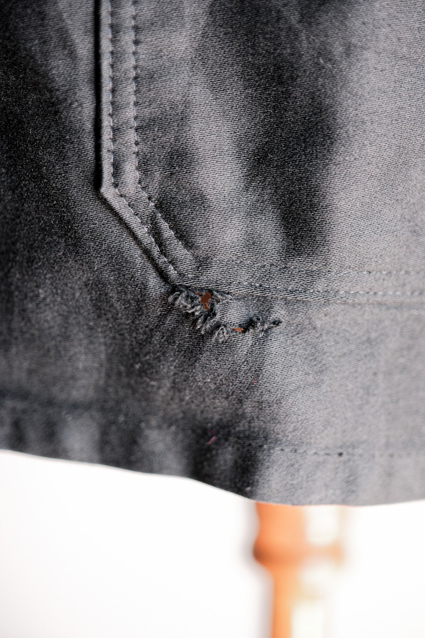 【~60's】French Vintage Black Moleskin Work Jacket Size.46 "Adolphe Lafont"