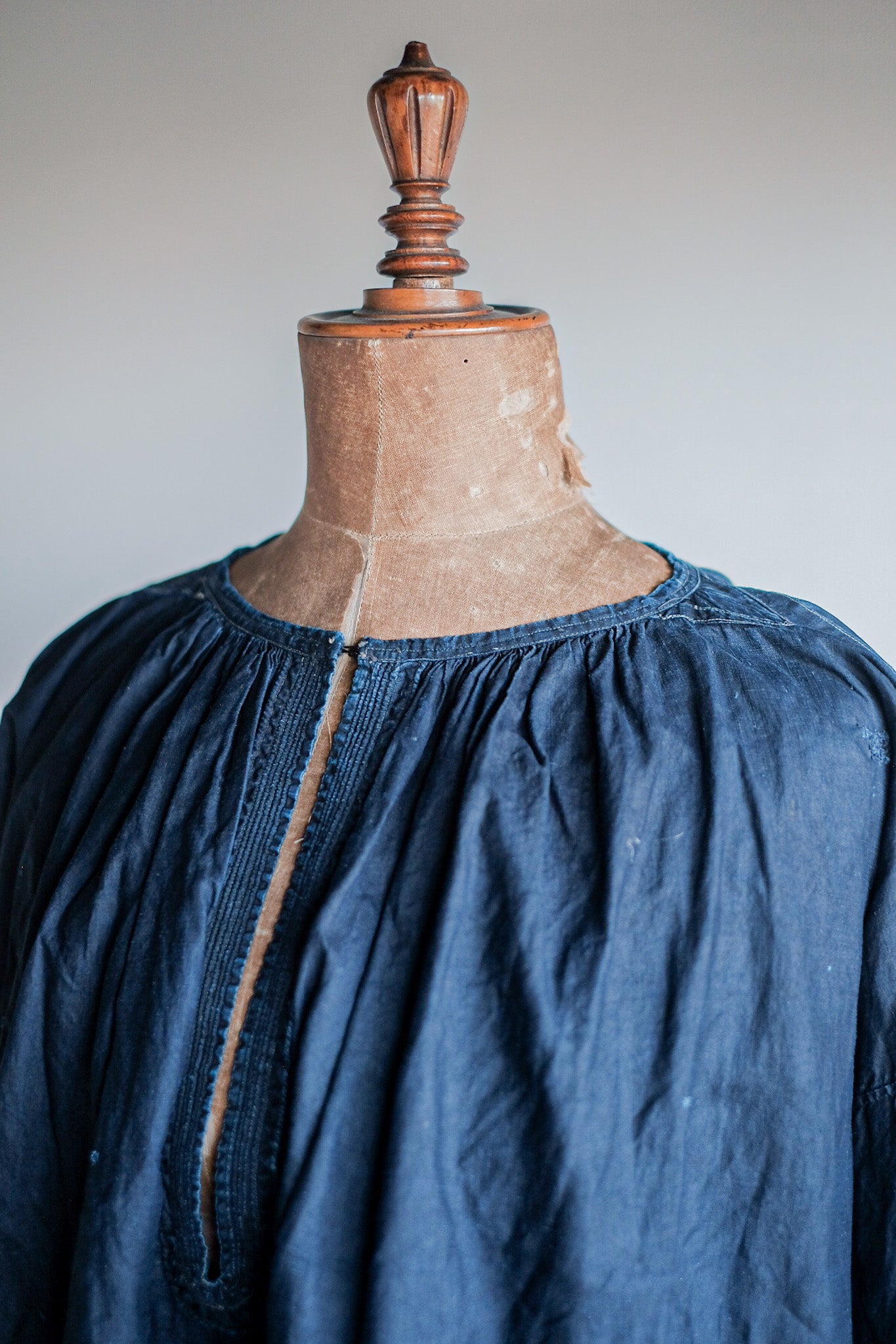 【Early 20th C】French Antique Indigo Linen Smock "Biaude"