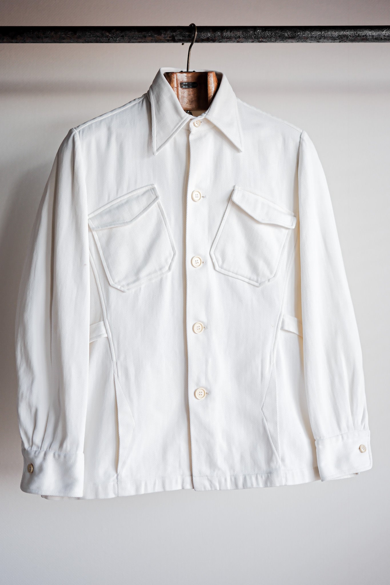 【~30's】French Vintage White Cotton Twill Colonial Jacket