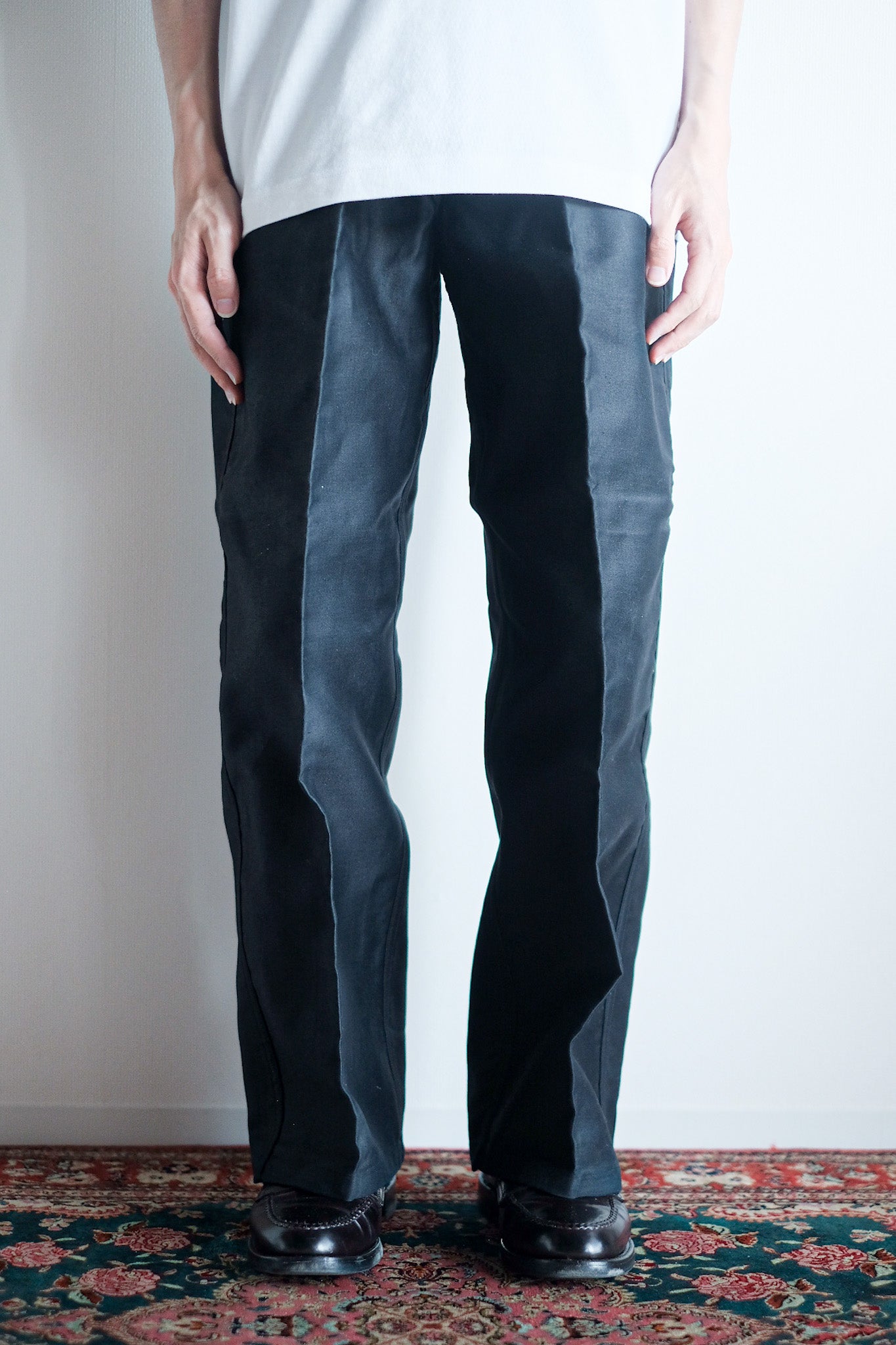 【~40's】French Vintage Black Moleskin Work Pants "Adolphe Lafont" "Dead Stock"