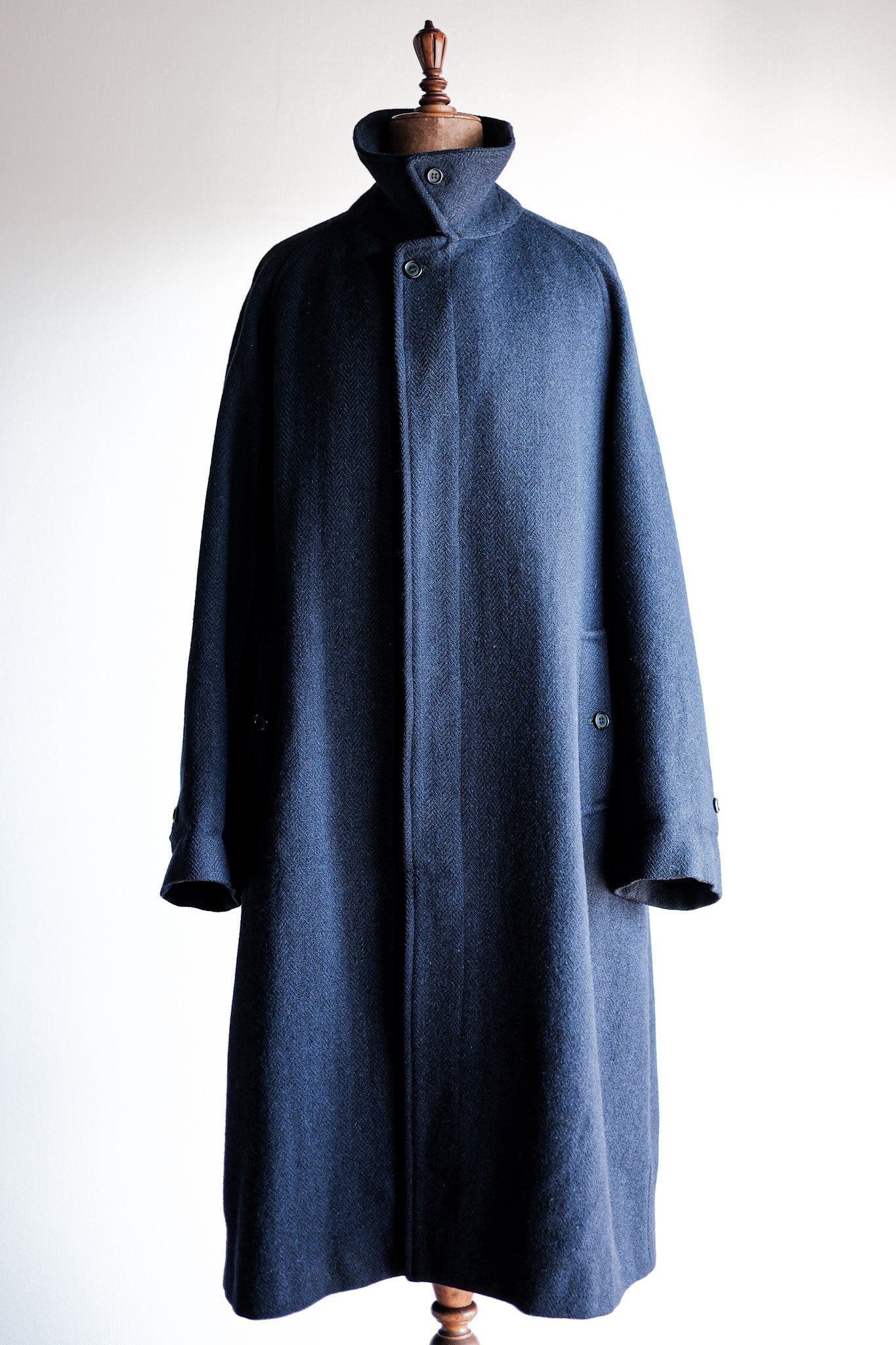 【~80's】Vintage Burberry's Single Raglan Balmacaan Coat Size.54RL "HARRIS TWEED" "Kraft 別注"