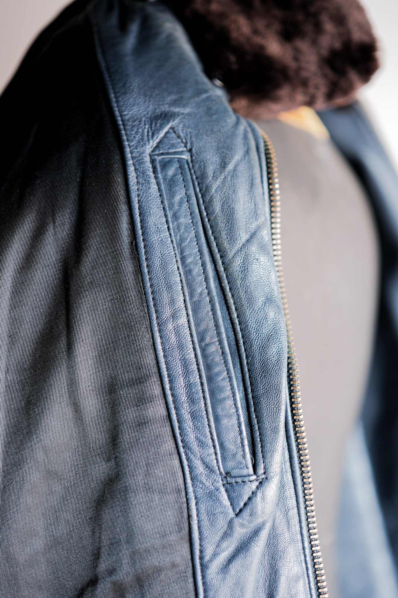 【~70's】French Air Force Pilot Leather Jacket Size.92C