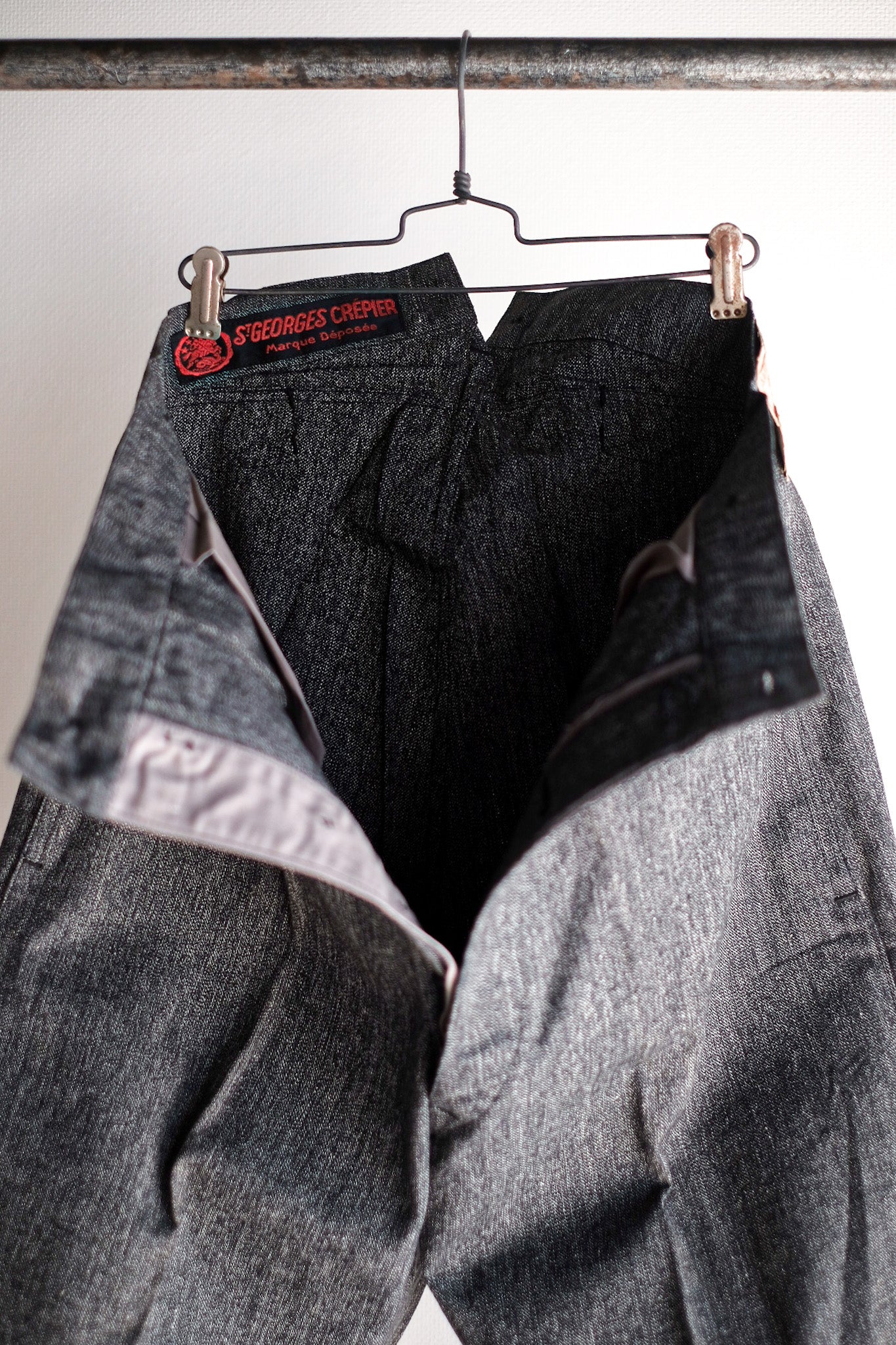 【~30's】French Vintage Black Chambray Work Pants "Dead Stock"