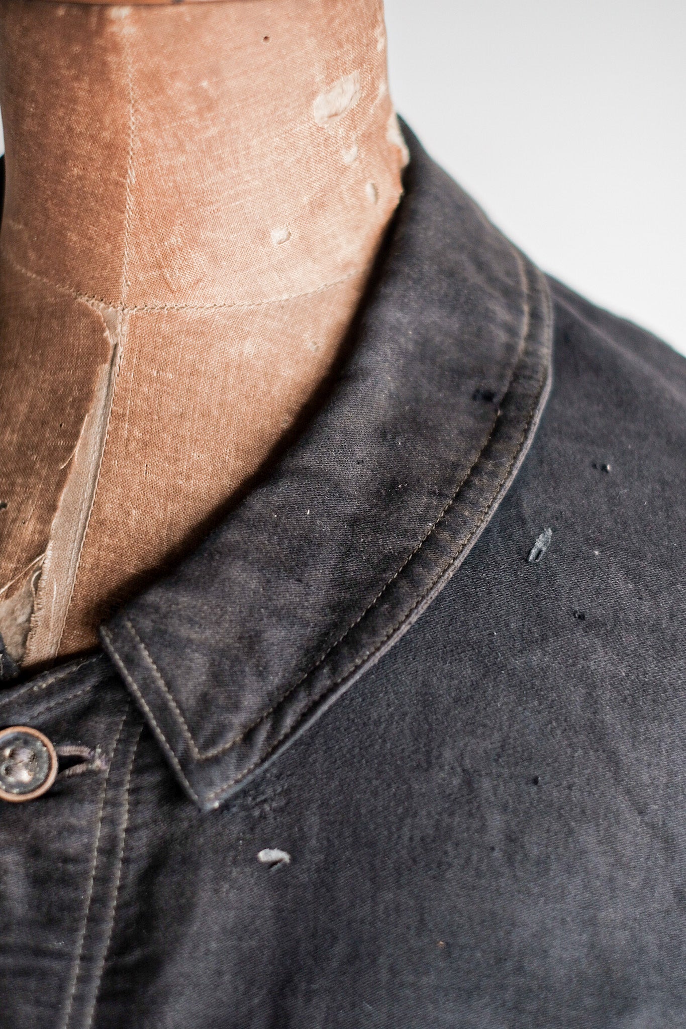 【~20's】French Vintage Black Moleskin Work Jacket "6 Buttons"