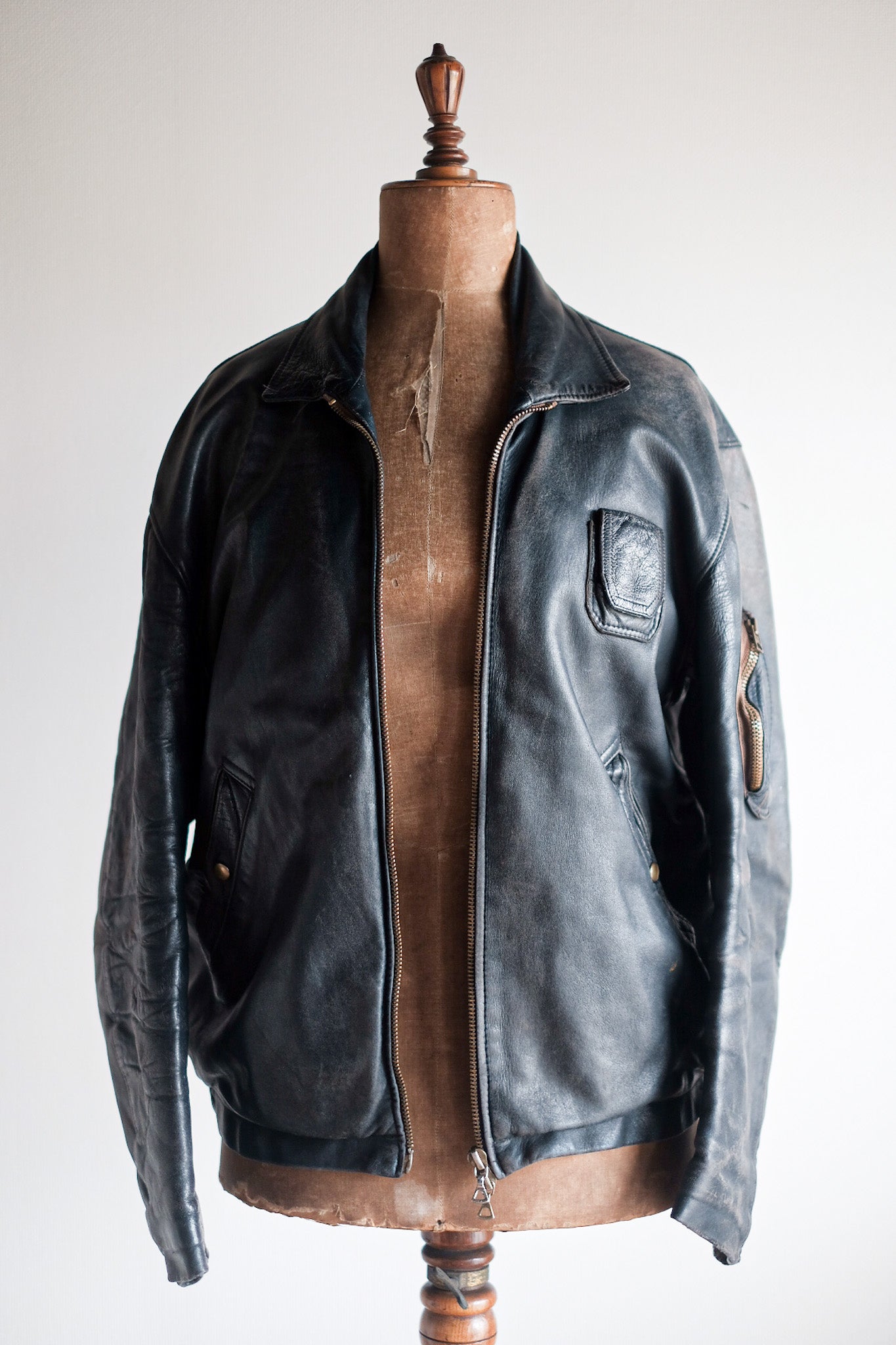 【~80's】French Air Force Pilot Leather Jacket
