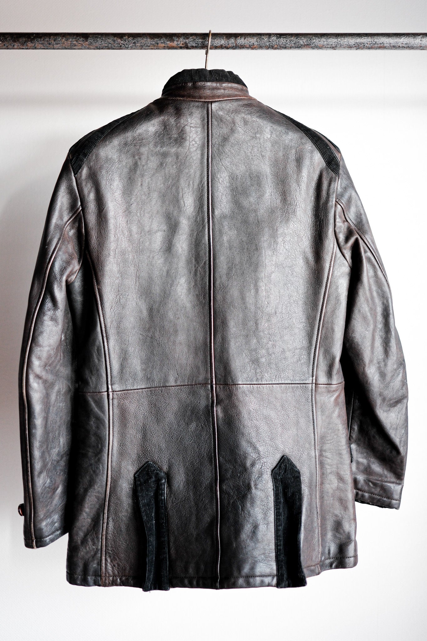 【~90's】Old EMPORIO ARMANI Stand Collar Leather Jacket Size.48