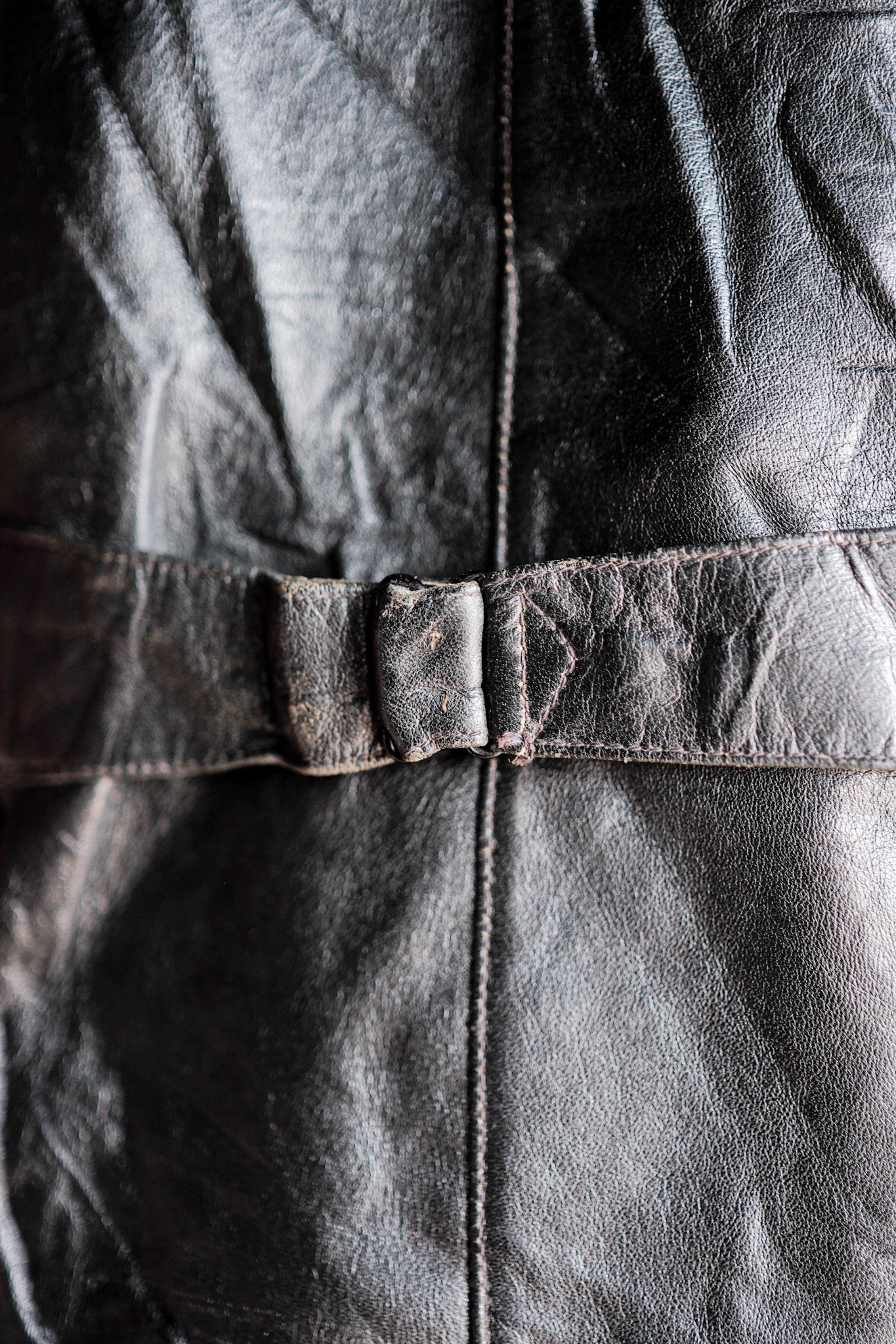 【~40's】Swedish Vintage Double Breasted Leather Jacket