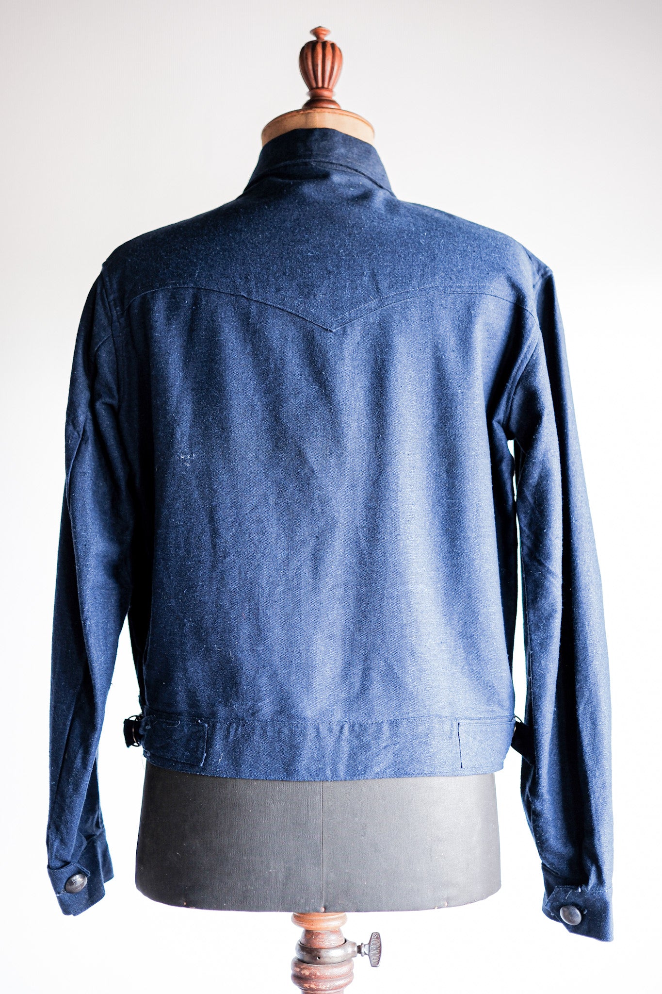 【~40’s】French Vintage Indigo Hemp Linen Cyclist Jacket