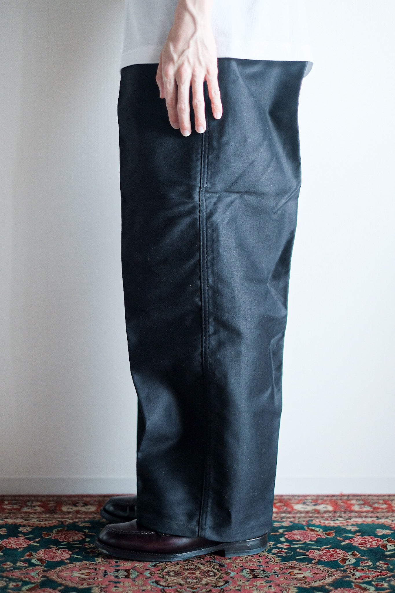 【~40's】French Vintage Black Moleskin Work Pants "Adolphe Lafont" "Dead Stock"