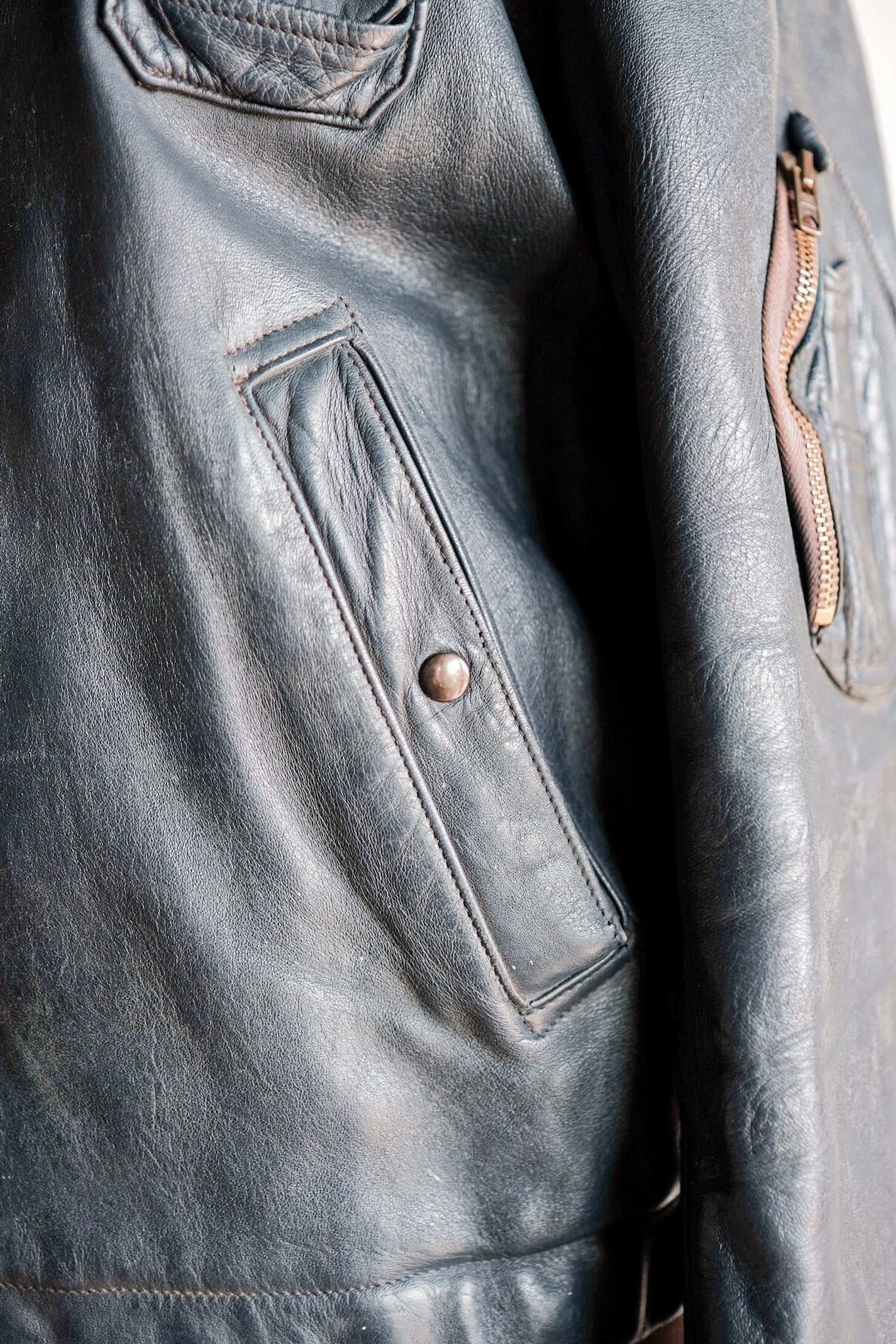 【~70's】French Air Force Pilot Leather Jacket