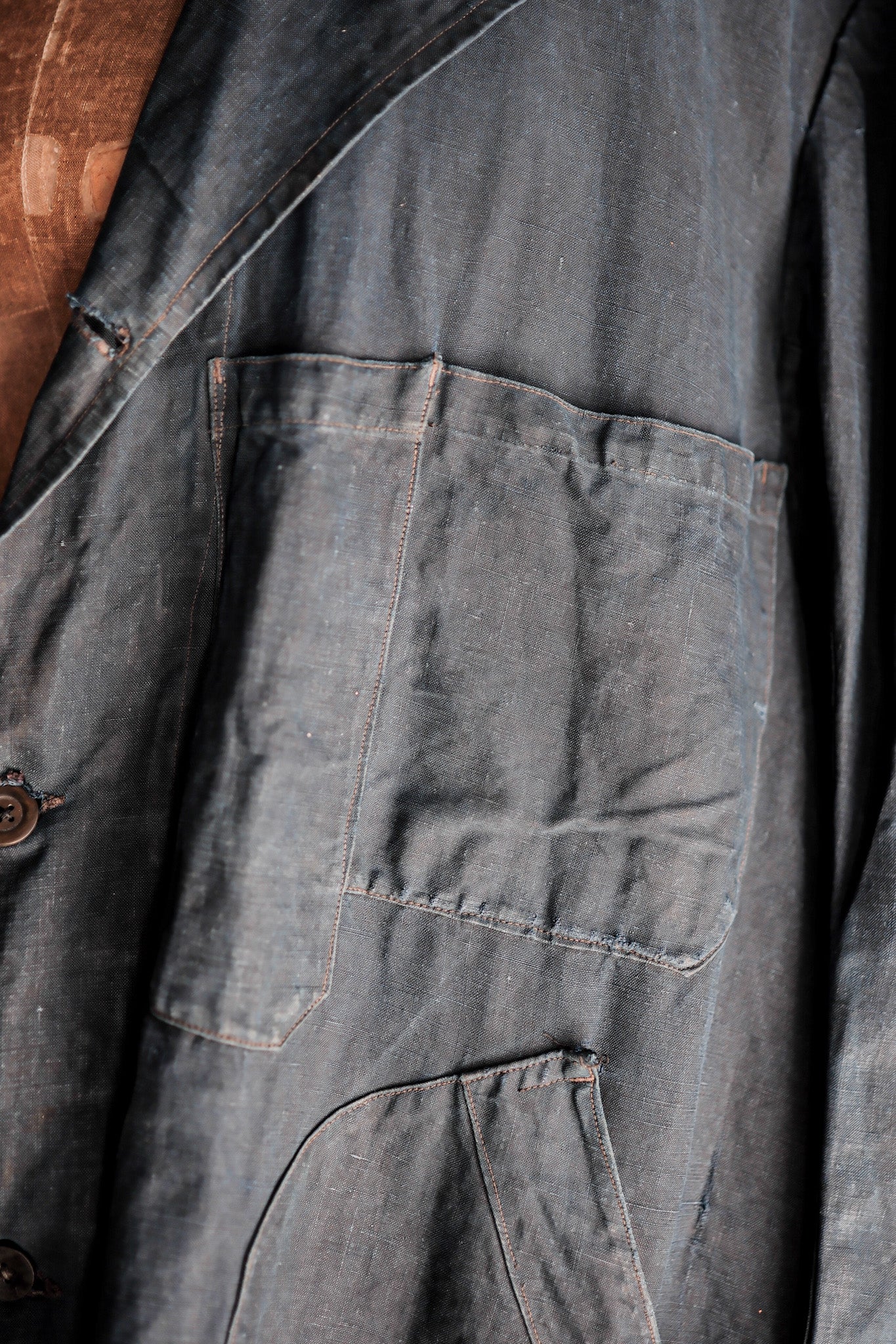 【Early 20th C】French Antique Indigo Linen Maquignon Coat