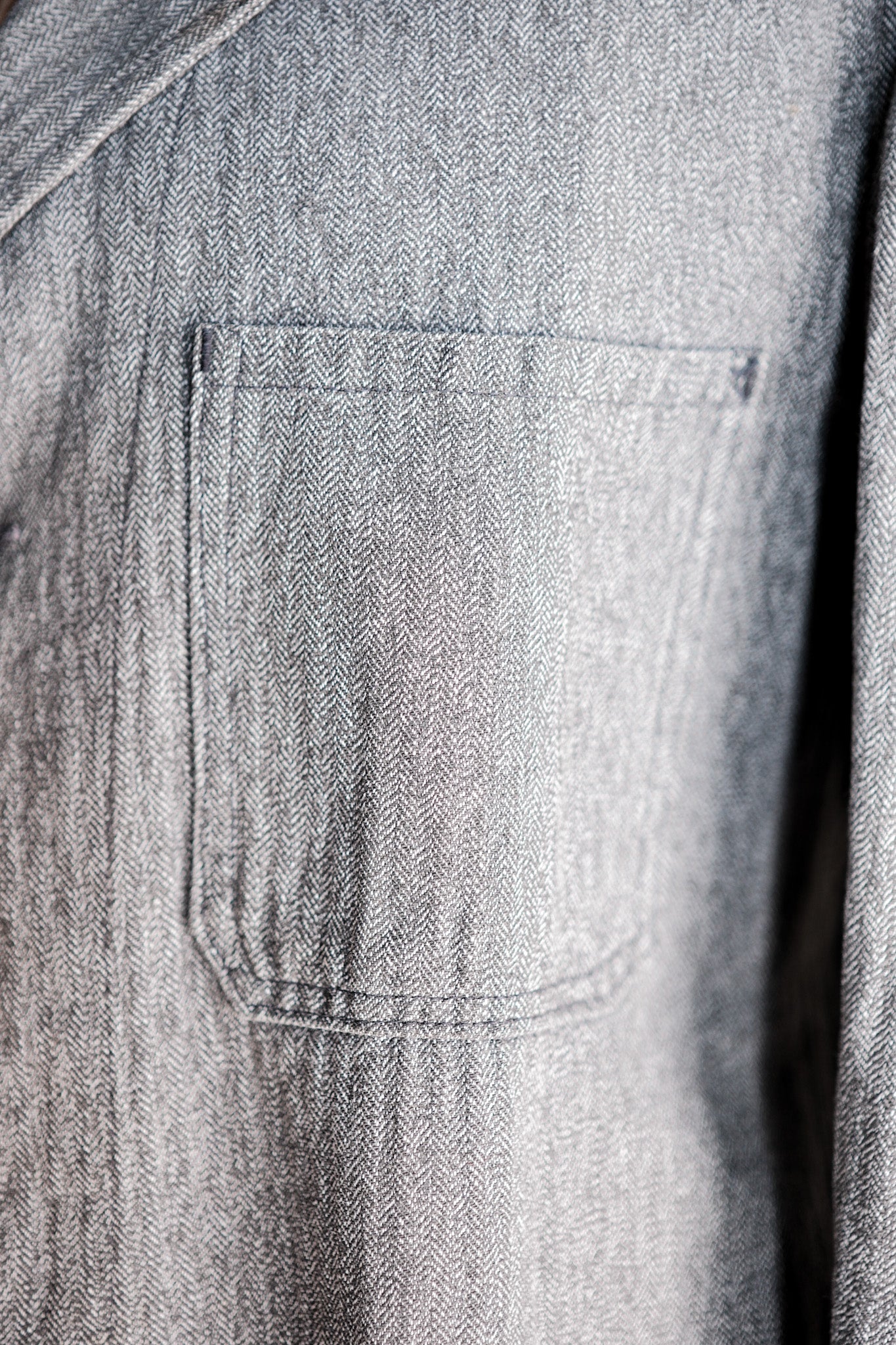 【~50's】French Vintage Salt & Pepper Cotton HBT Lapel Work Jacket