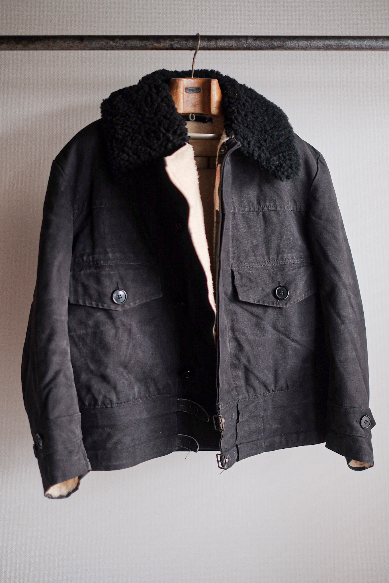【~50’s】Swedish Army Motorcycle Jacket “Black Color”