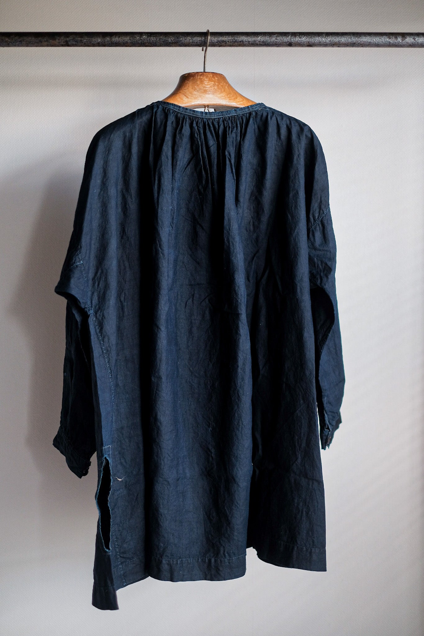 【Early 20th C】French Antique Indigo Linen Smock "Biaude"