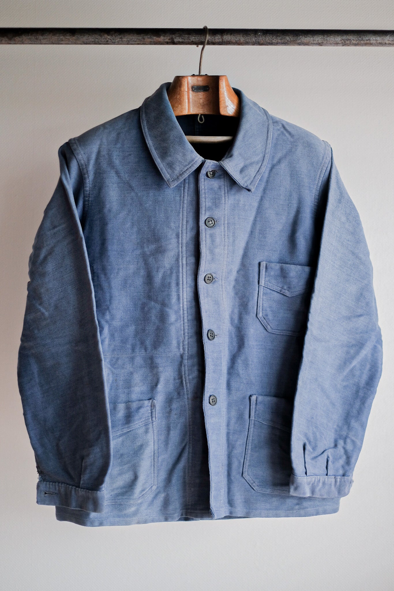 【~40's】French Vintage Blue Moleskin Work Jacket