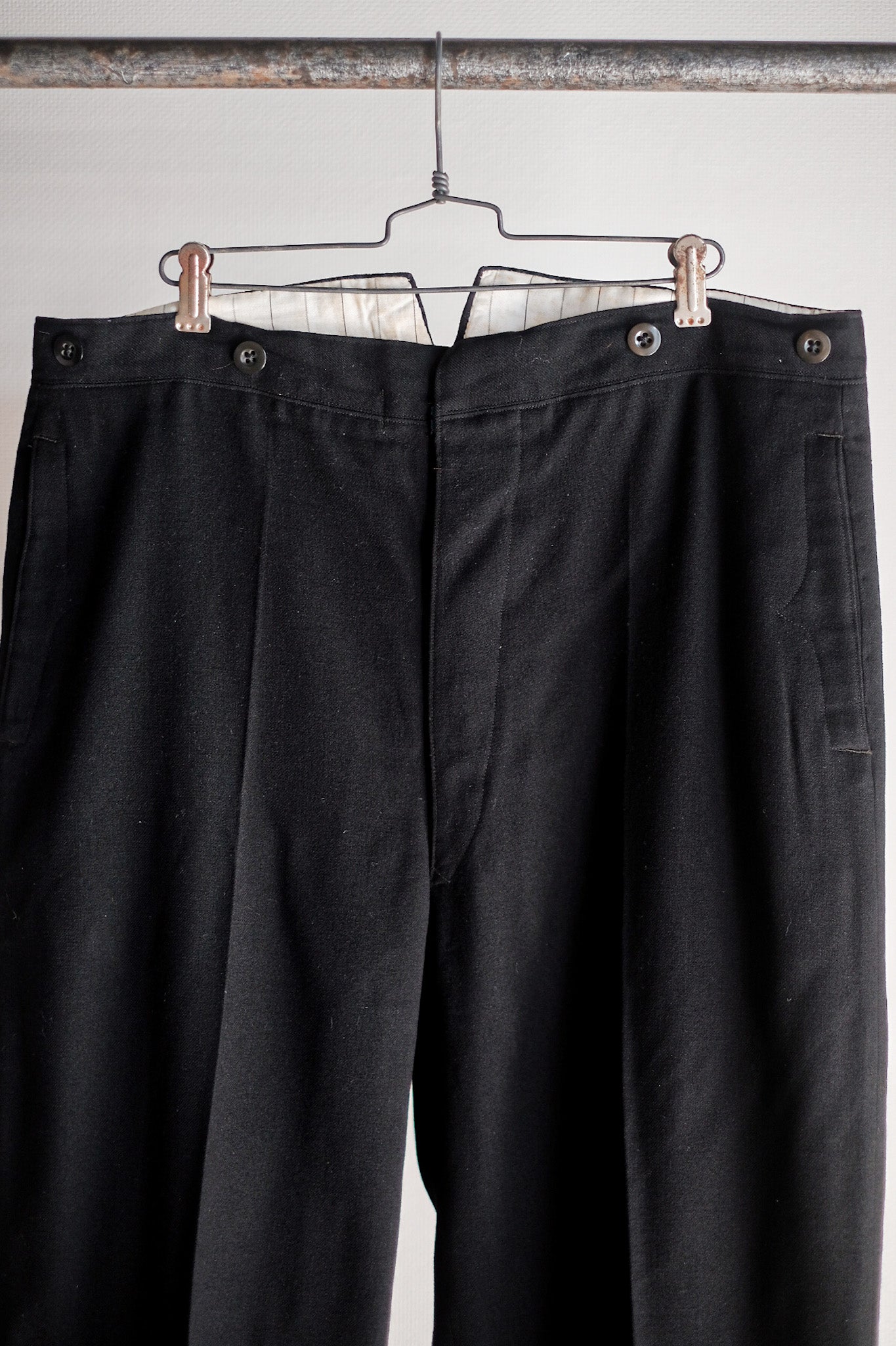 【~40's】German Vintage Black Wool Trousers