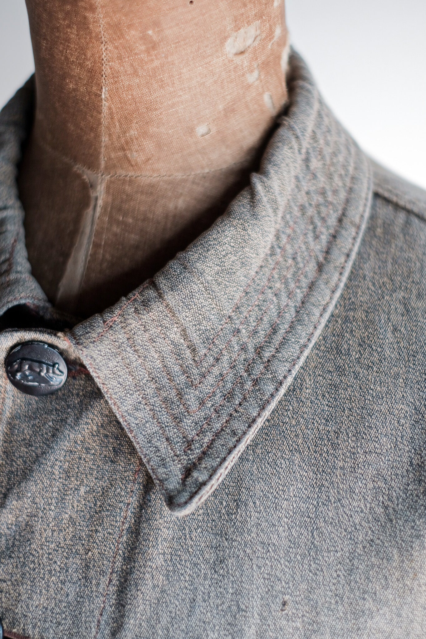 【~30's】French Vintage Brown Cotton Salt & Pepper Hunting Jacket