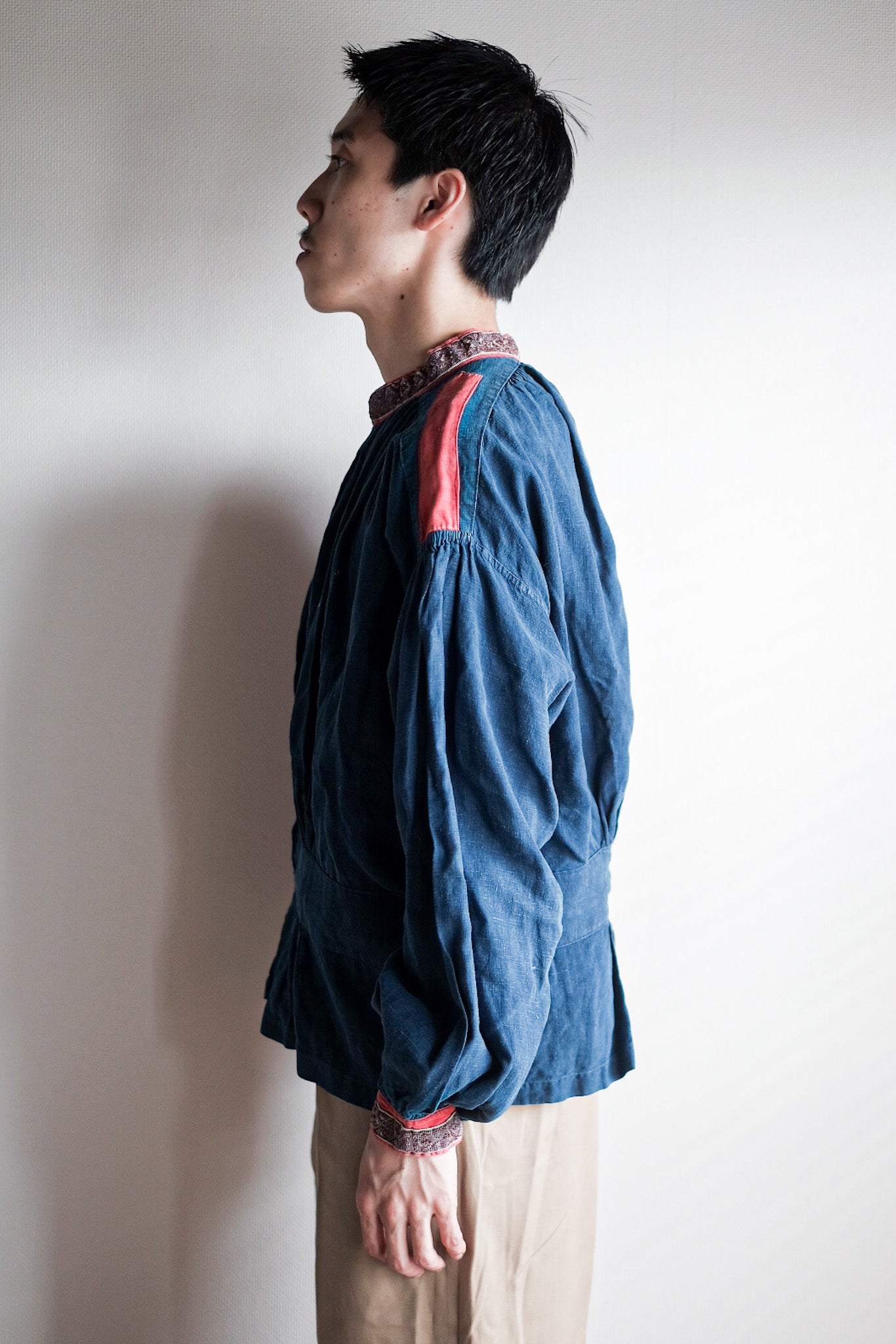 【Late 19th C】French Antique Indigo Linen Fireman Bourgeron Jacket