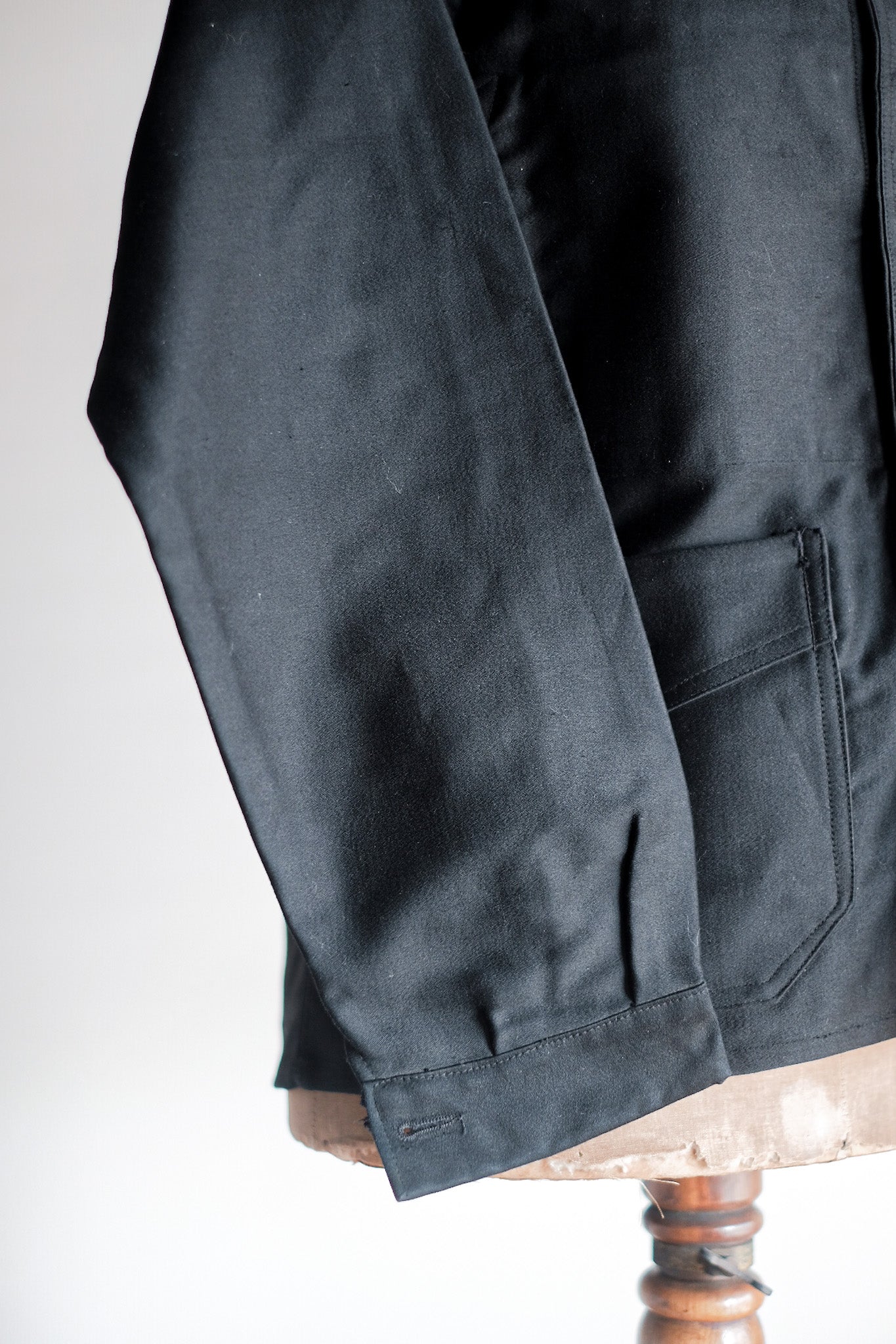 【~30's】French Vintage Black Moleskin Work Jacket "Dead Stock"