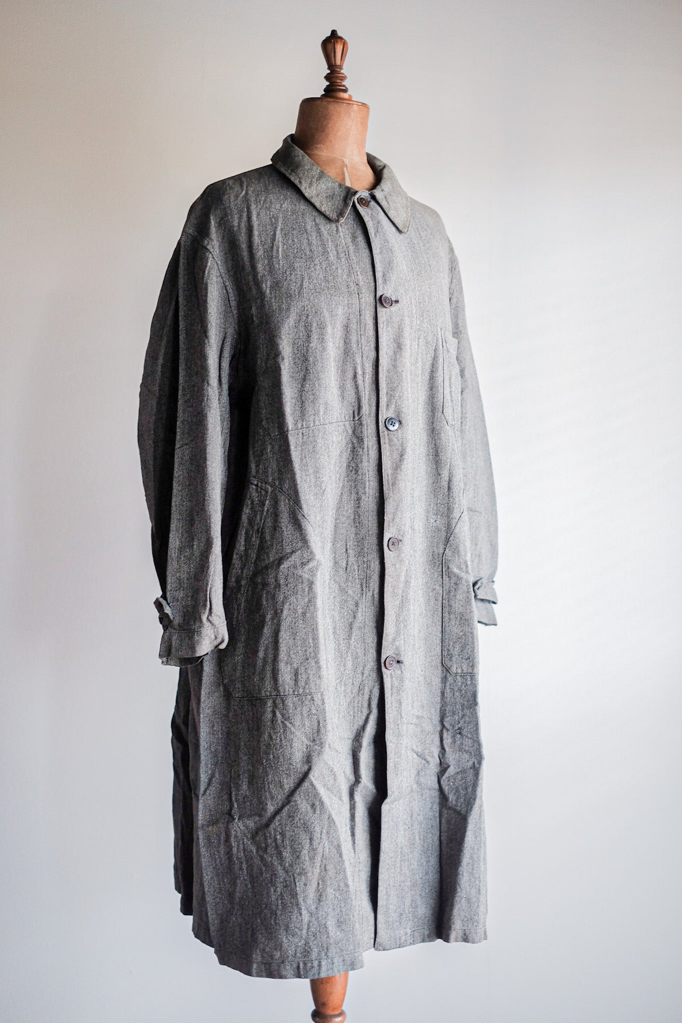 【~40's】French Vintage Black Chambray Atelier Coat