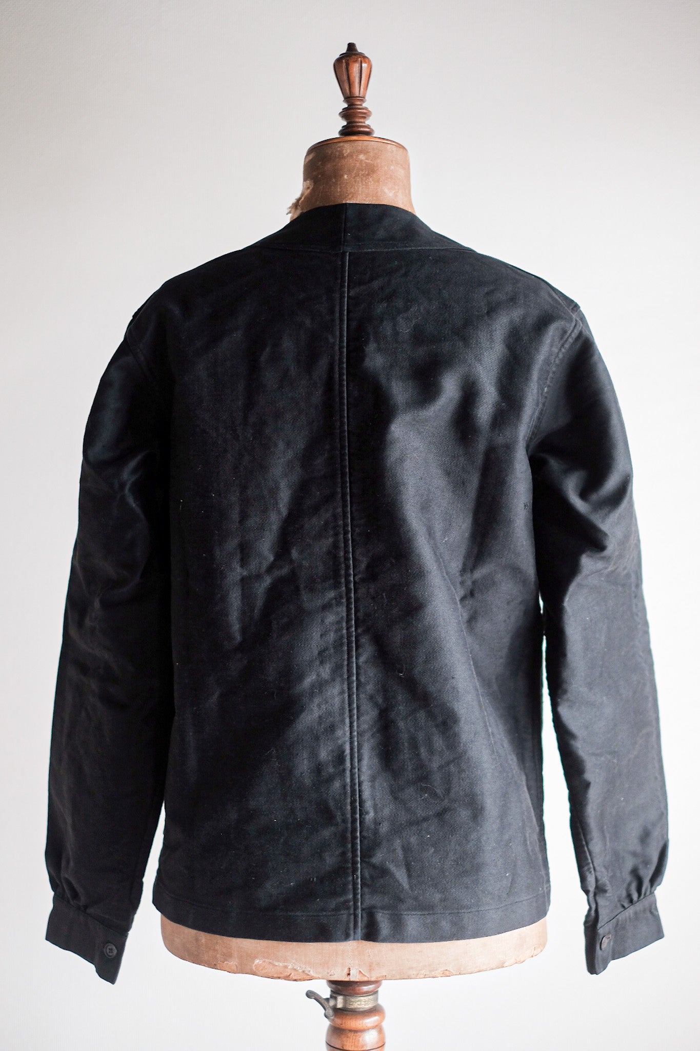 【~20's】French Vintage Black Moleskin Work Jacket "6 Buttons" "Dead Stock"