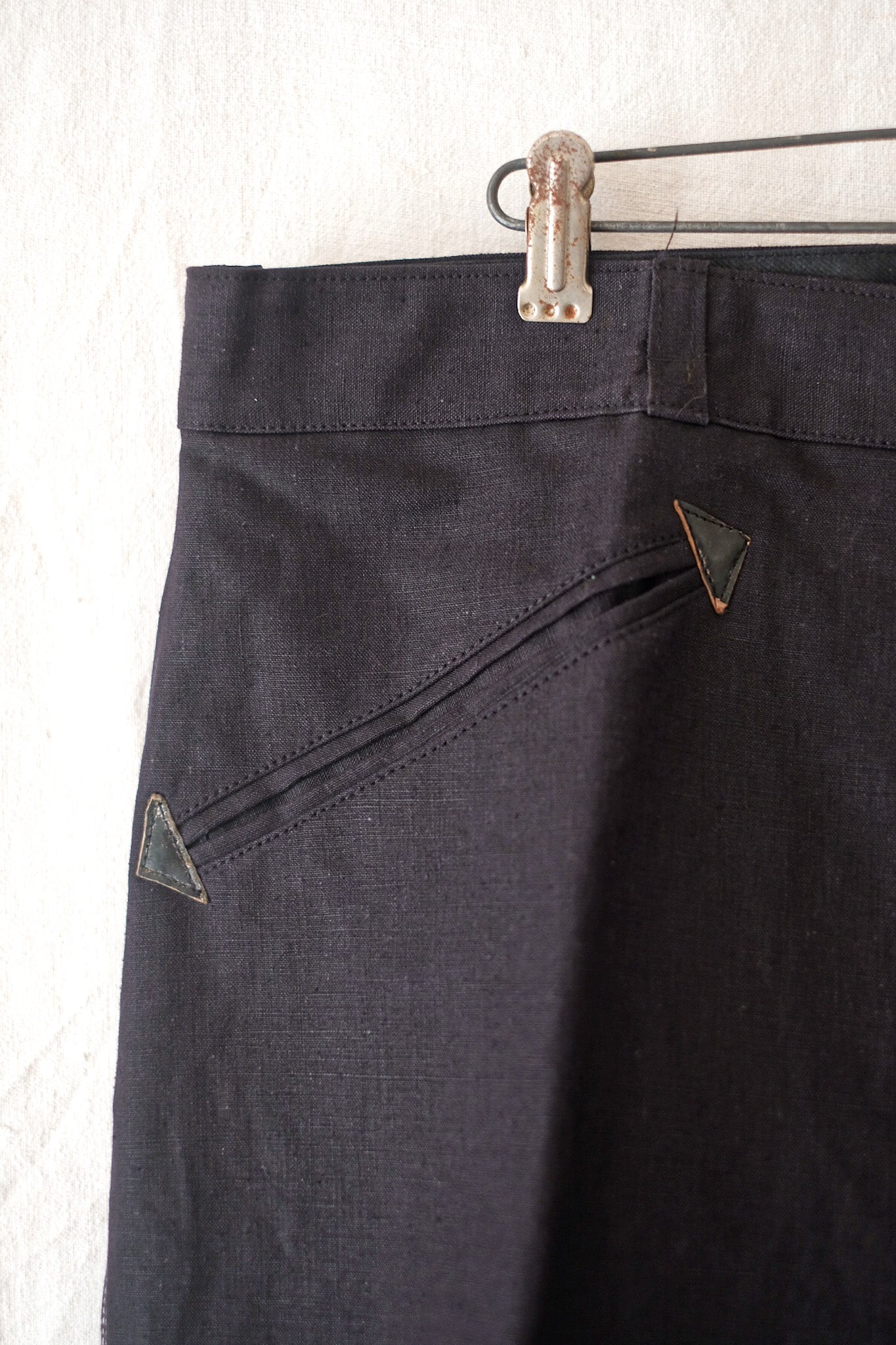 【~50's】French Vintage Black Linen Work Pants "Dead Stock"