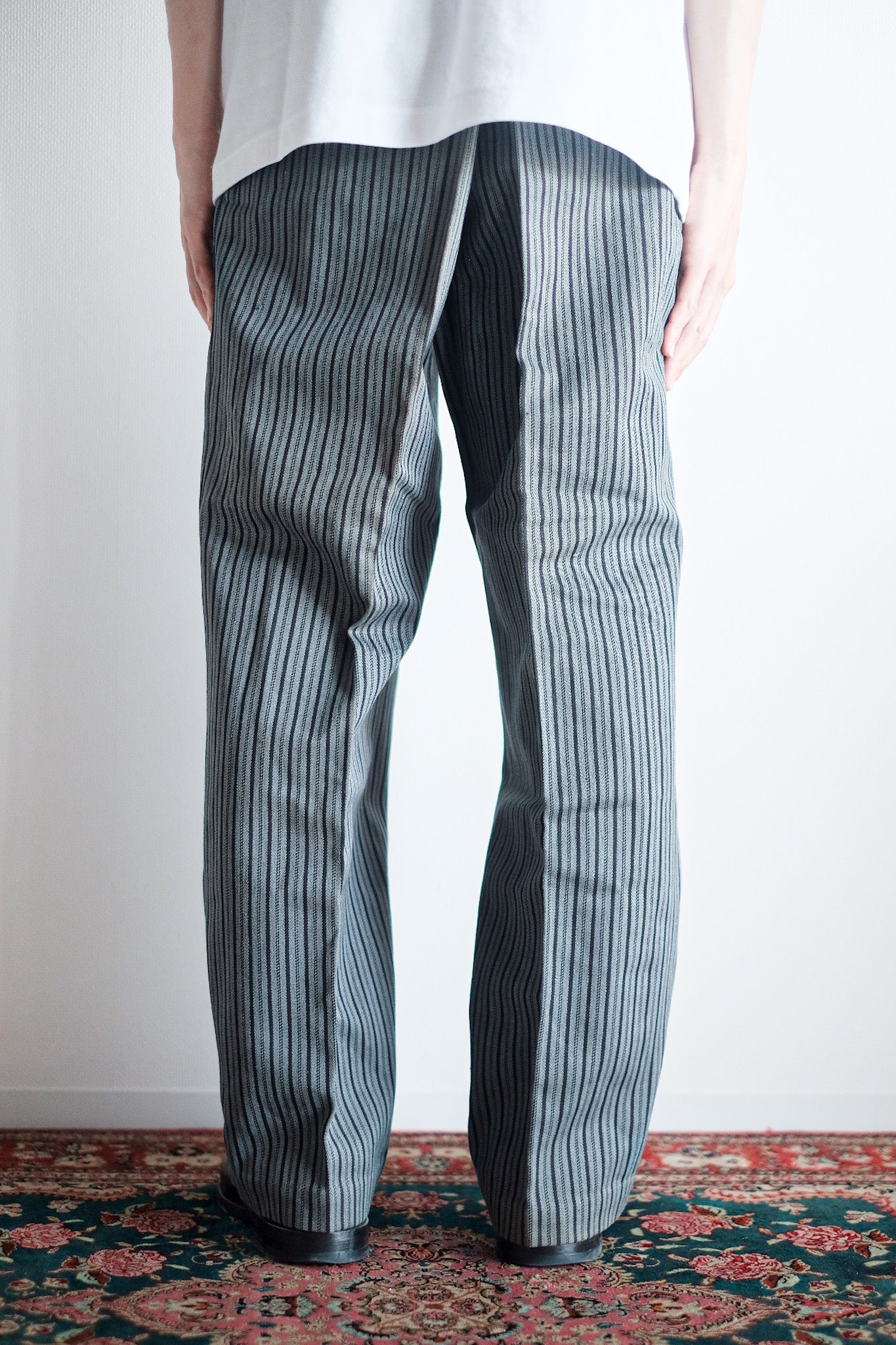 【~40's】French Vintage Cotton Striped Work Pants "Dead Stock"