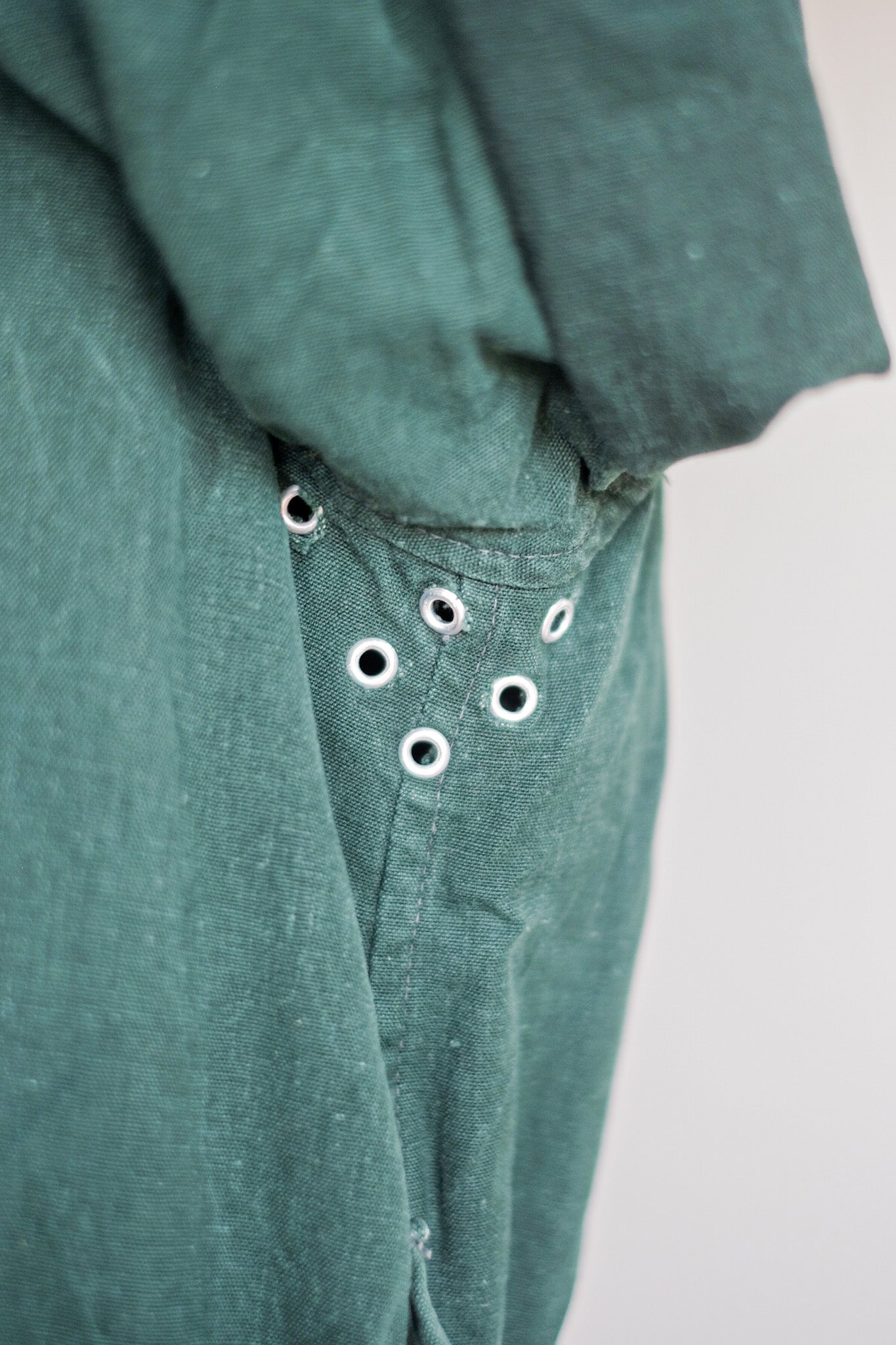 【~40's】French Army Double Breasted Green Linen Canvas Jacket