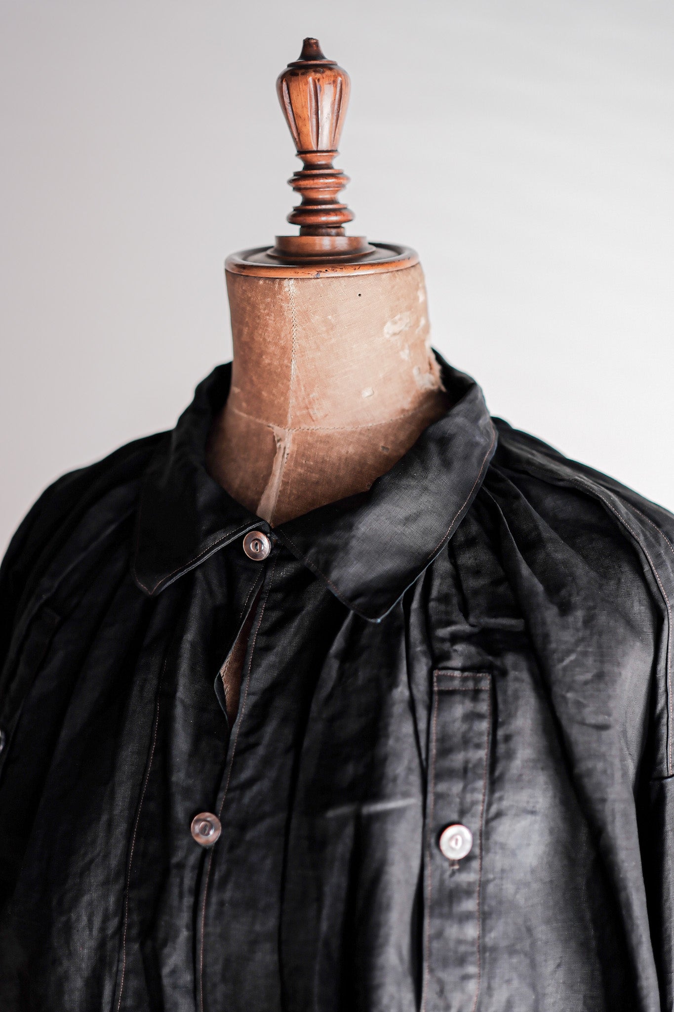 【Early 20th C】French Antique Indigo Linen Smock "Biaude"