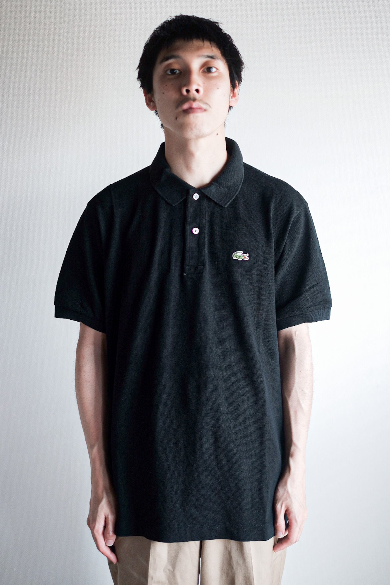 【~80's】CHEMISE LACOSTE S/S Polo Shirt Size.5 "Black"