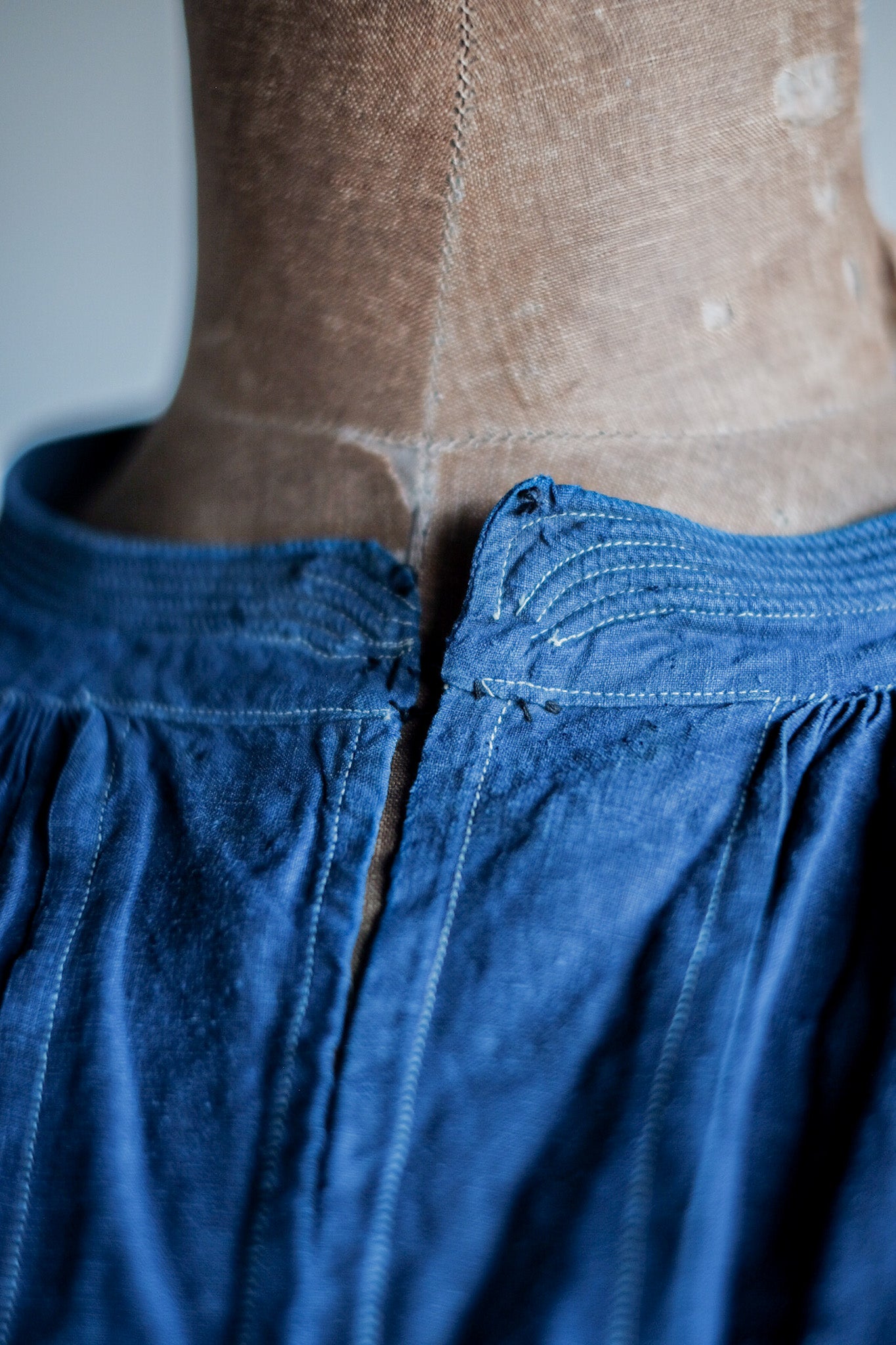 【Early 20th C】French Antique Indigo Linen Smock "Biaude"
